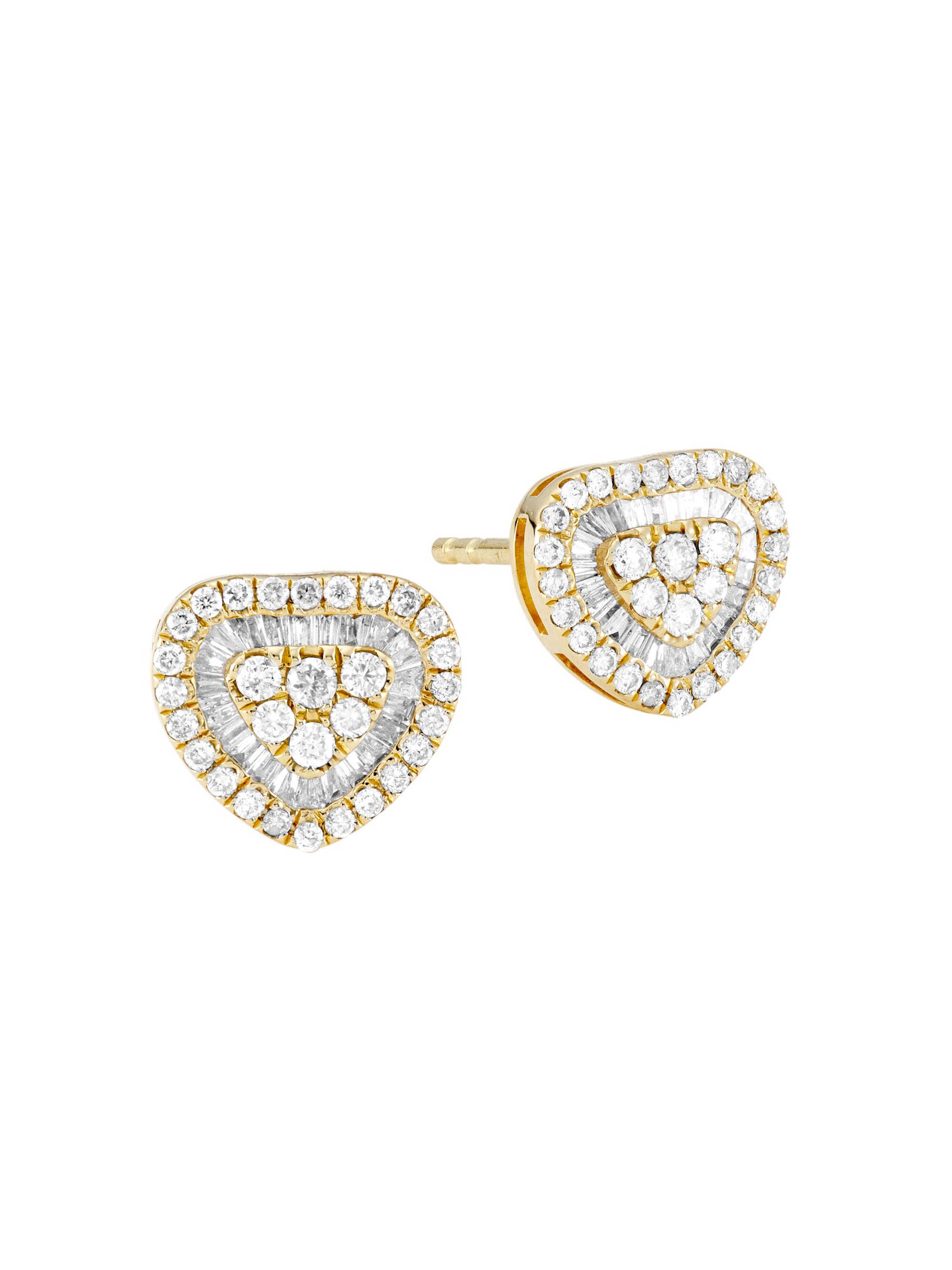 Saks Fifth Avenue Collection Women's 14K Yellow Gold & 0.39 TCW Diamond Heart Stud Earrings - Yellow Gold