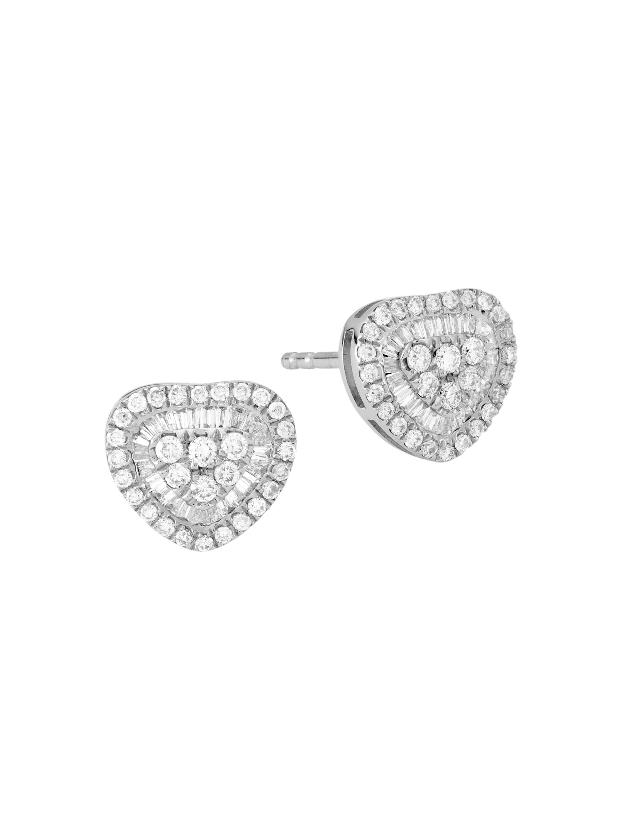 Saks Fifth Avenue Collection Women's 14K White Gold & 0.39 TCW Diamonds Heart Stud Earrings - White Gold