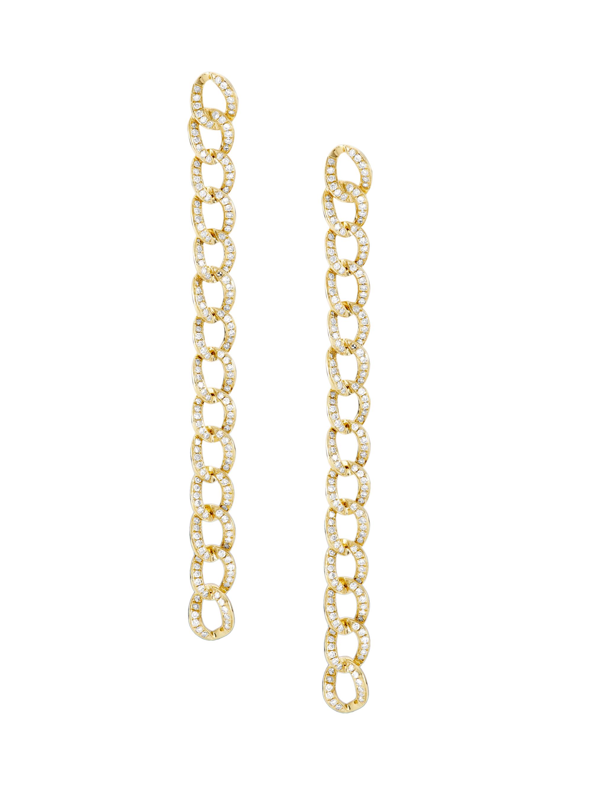 Saks Fifth Avenue Collection Women's 14K Yellow Gold & 0.65 TCW Diamond Cuban Drop Earrings - Yellow Gold