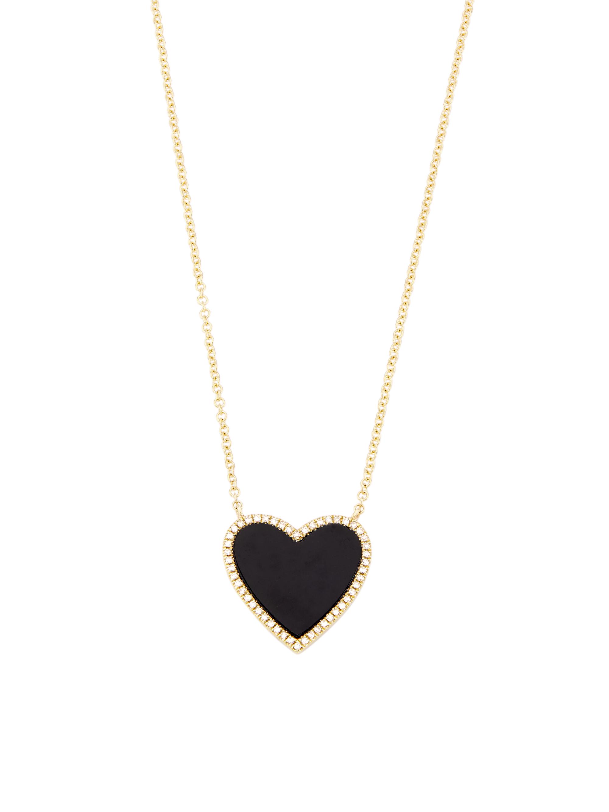 Saks Fifth Avenue Collection Women's  14K Yellow Gold, Onyx & 0.09 TCW Heart Necklace - Yellow Gold