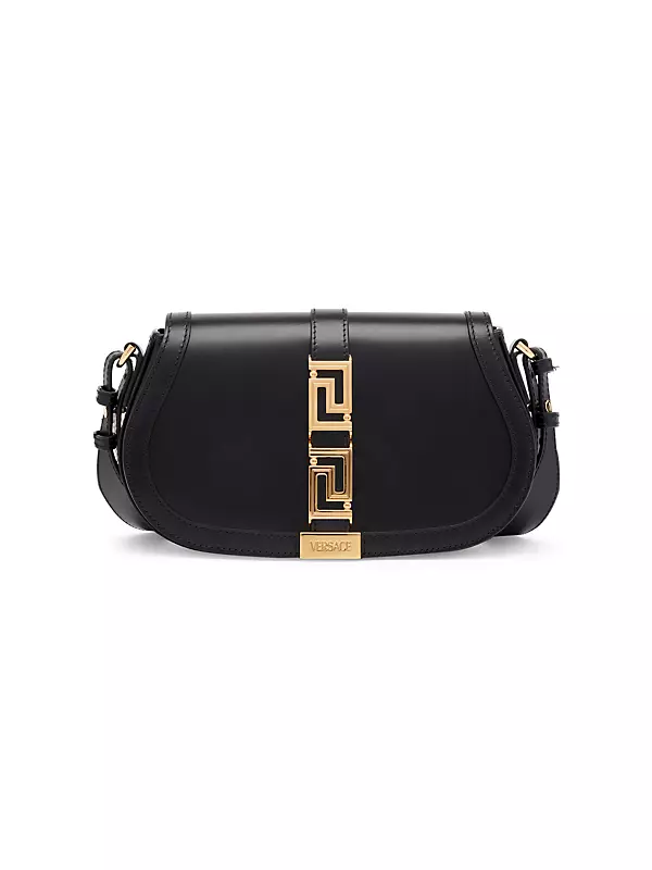 Greca Goddess Mini leather shoulder bag in black - Versace
