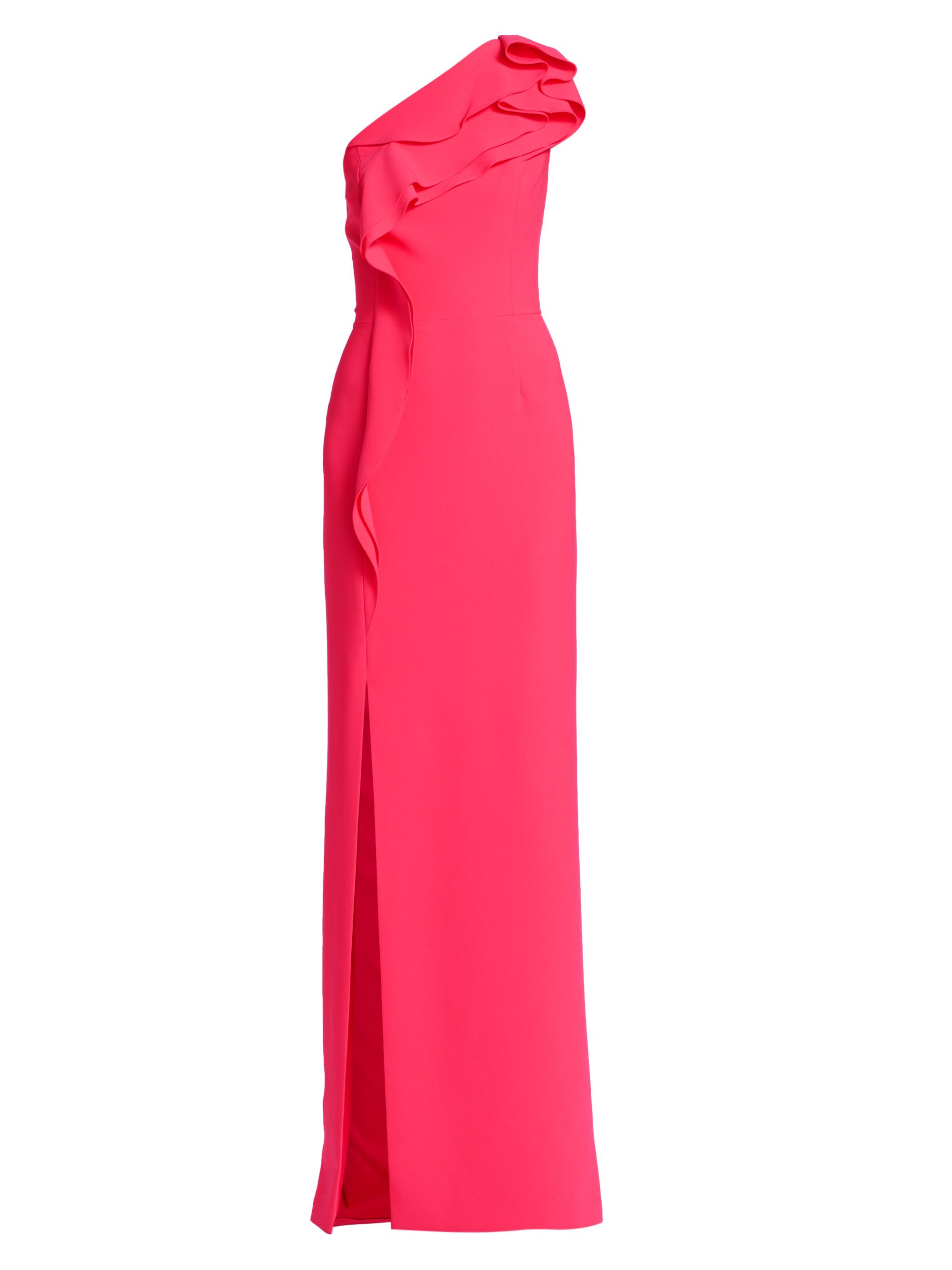 Teri Jon by Rickie Freeman Women's Ruffled Crepe One-Shoulder Gown - Watermelon