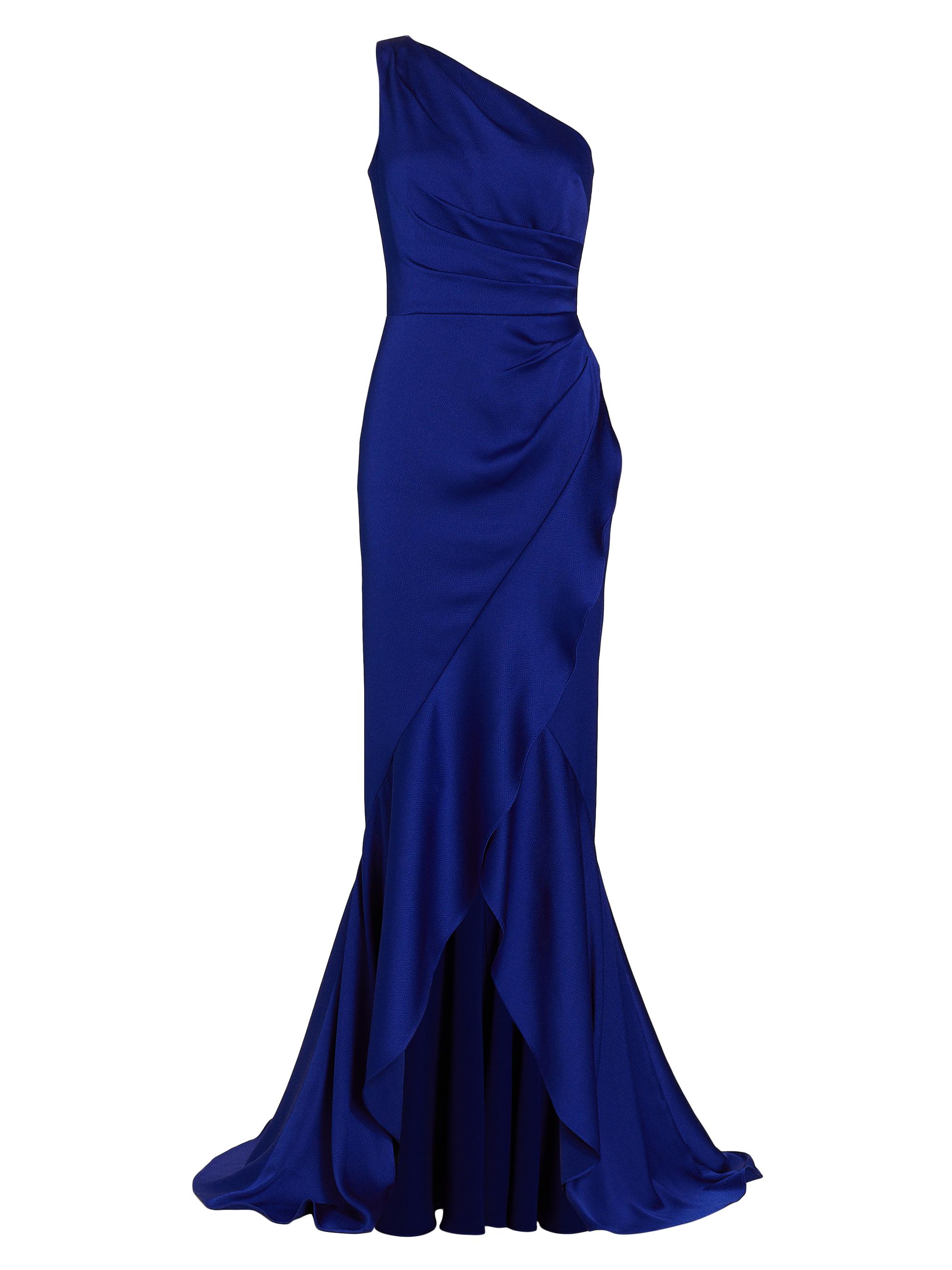 Teri Jon by Rickie Freeman Women's Asymmetric Hammered Satin Gown - Royal