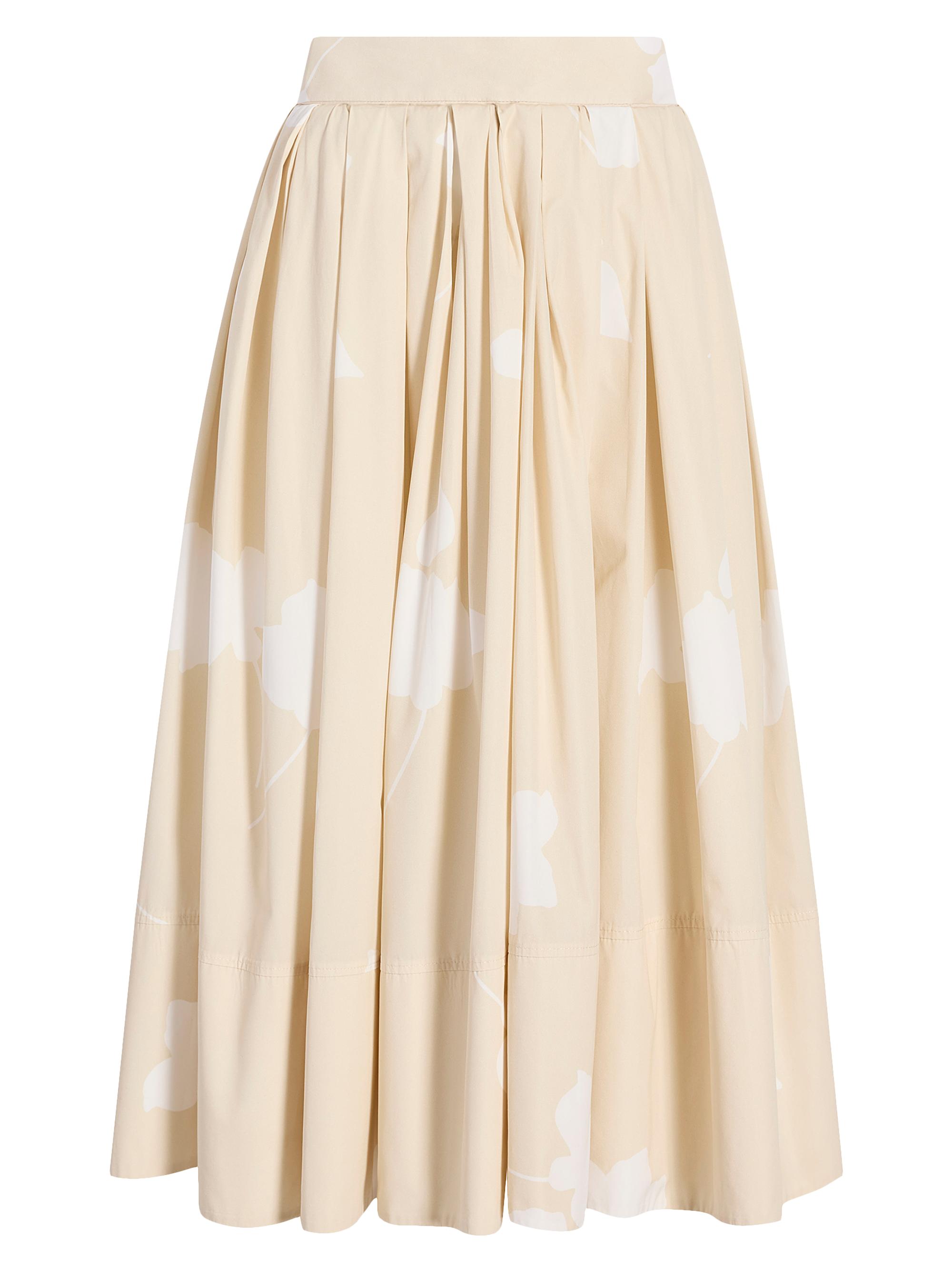 Another Tomorrow Women's Gathered Circle Skirt - Khaki Floral