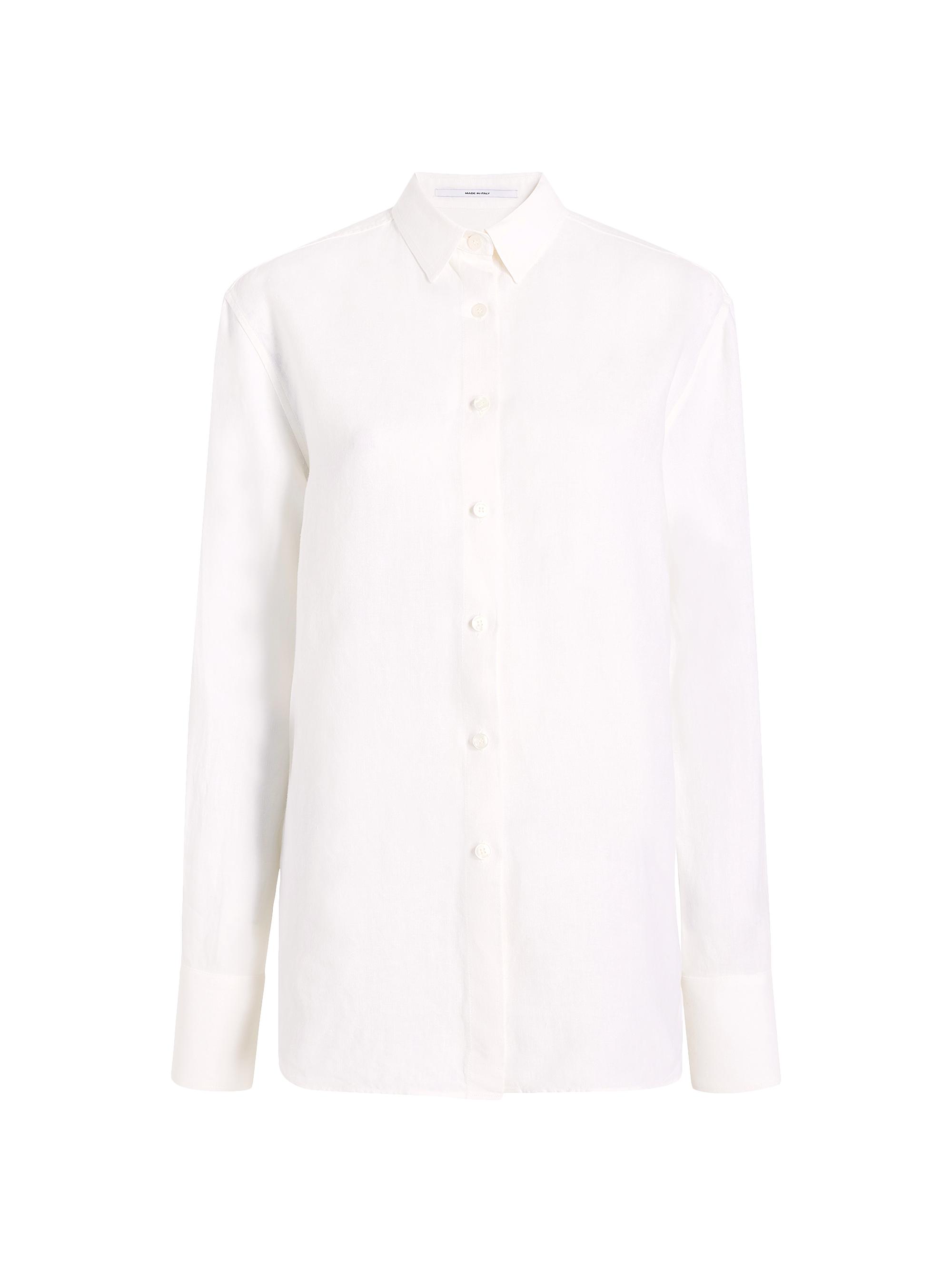 Another Tomorrow Women's Linen Oversized Shirt - White