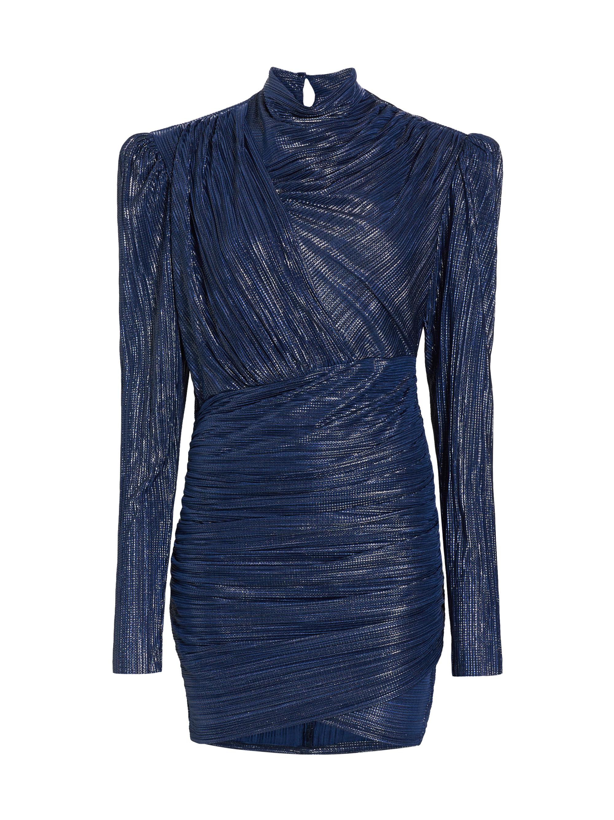 Sabina Musáyev Women's Maya Foil Pleated Knit Minidress - Blue