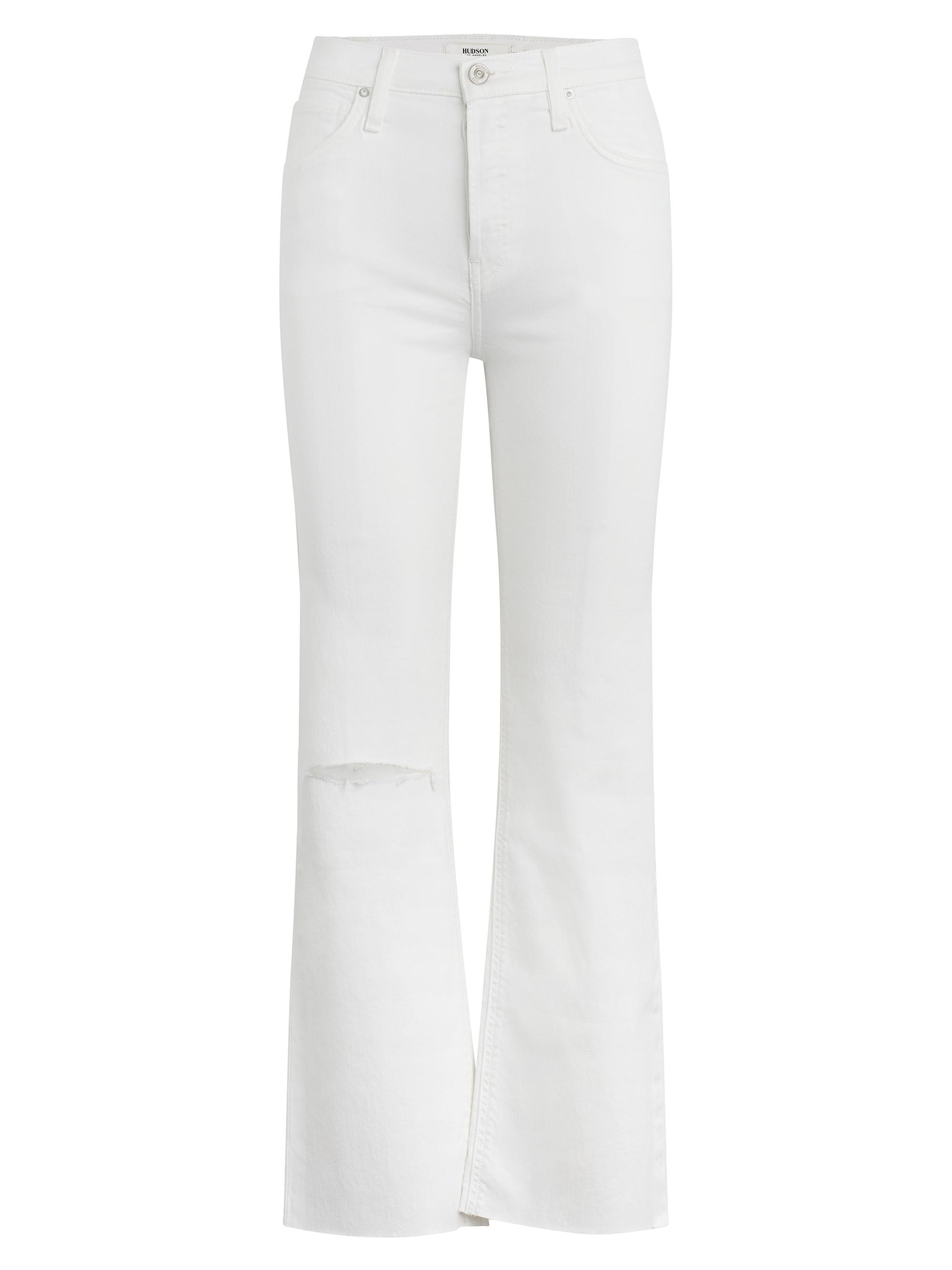 Hudson Jeans Women's Rosie Mid-Rise Stretch Wide-Leg Crop Jeans - White