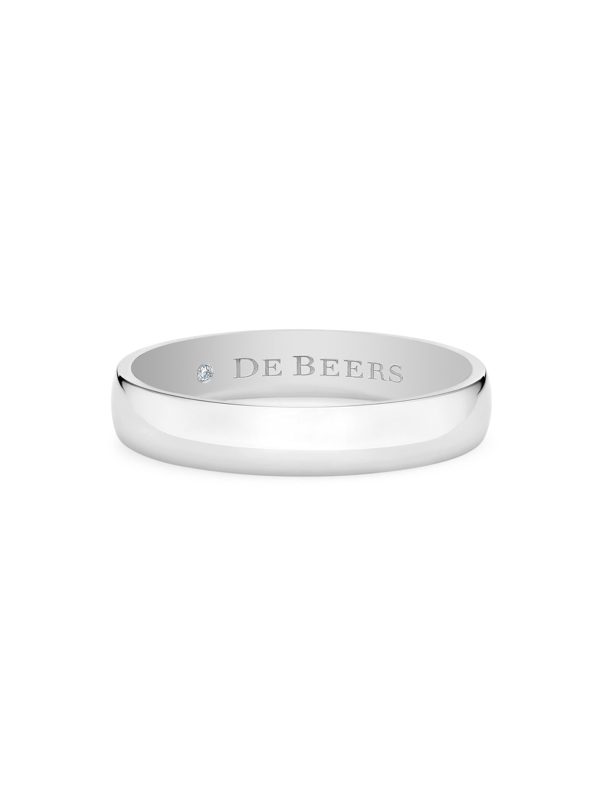 De Beers Jewellers Men's Wide Court Platinum Band - White