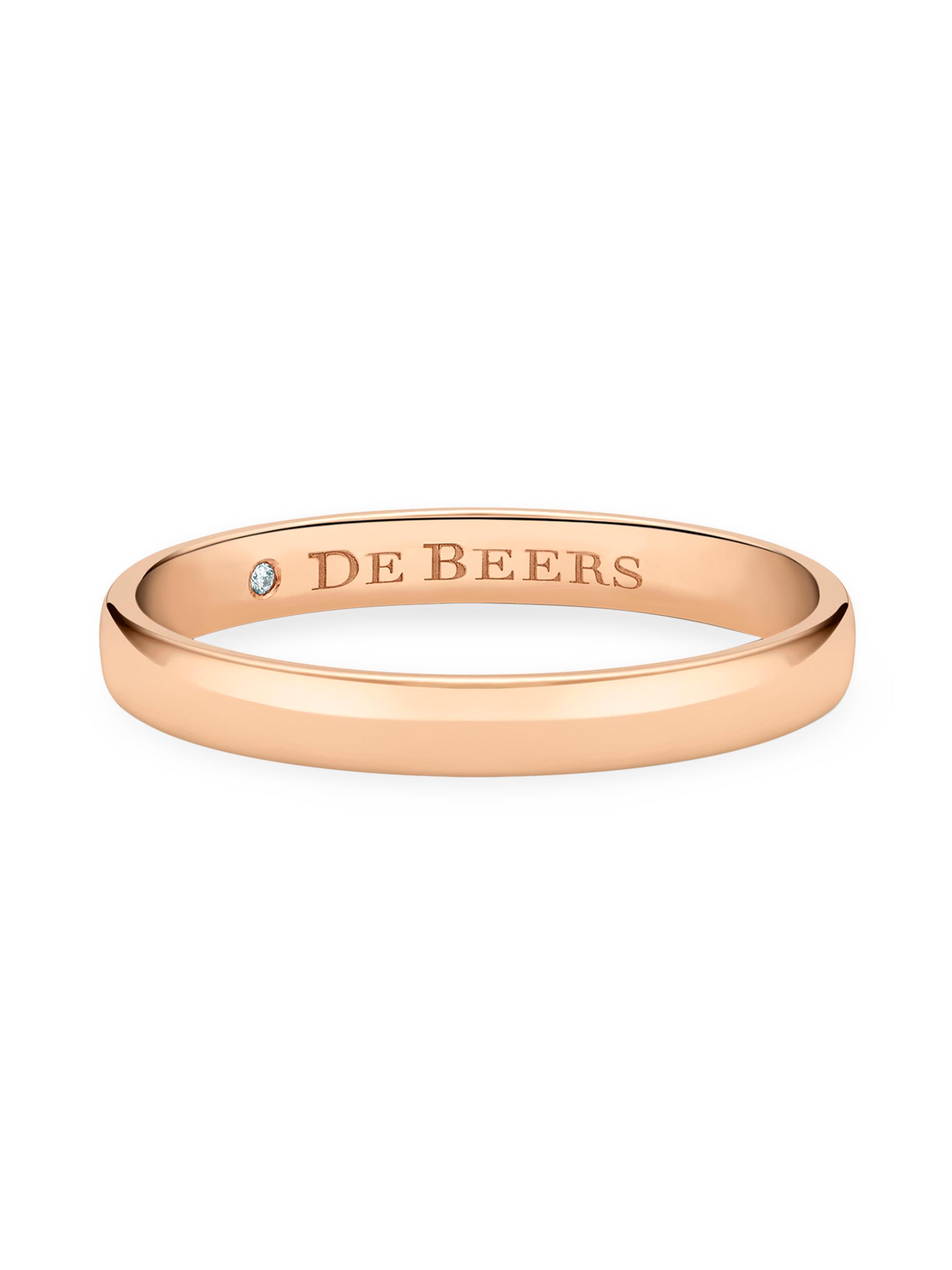 De Beers Jewellers Wide Court Band 18K Rose Gold Wedding Ring - Pink