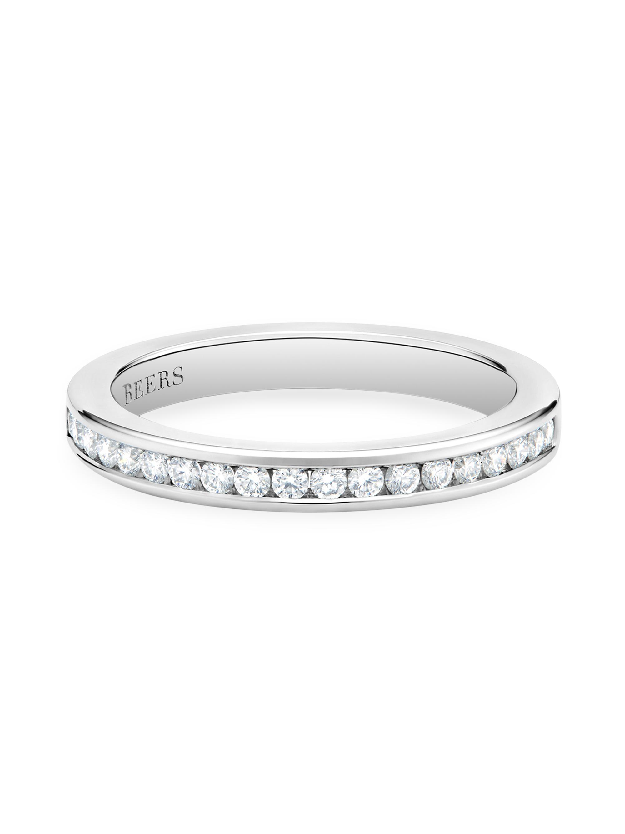 De Beers Jewellers Women's Platinum & Channel-Set Natural Diamond Half Eternity Band/2.5MM - White