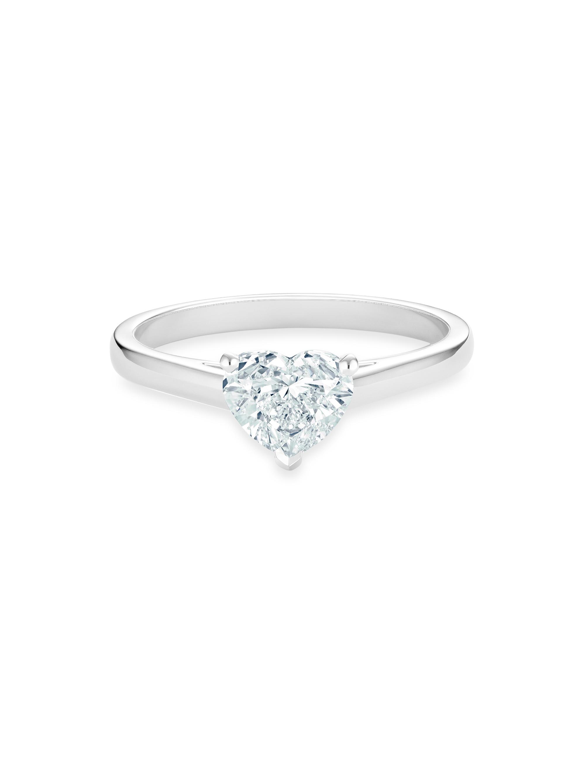 De Beers Jewellers Women's Platinum & 1.1 TCW Diamond Heart Engagement Engagement Ring - White