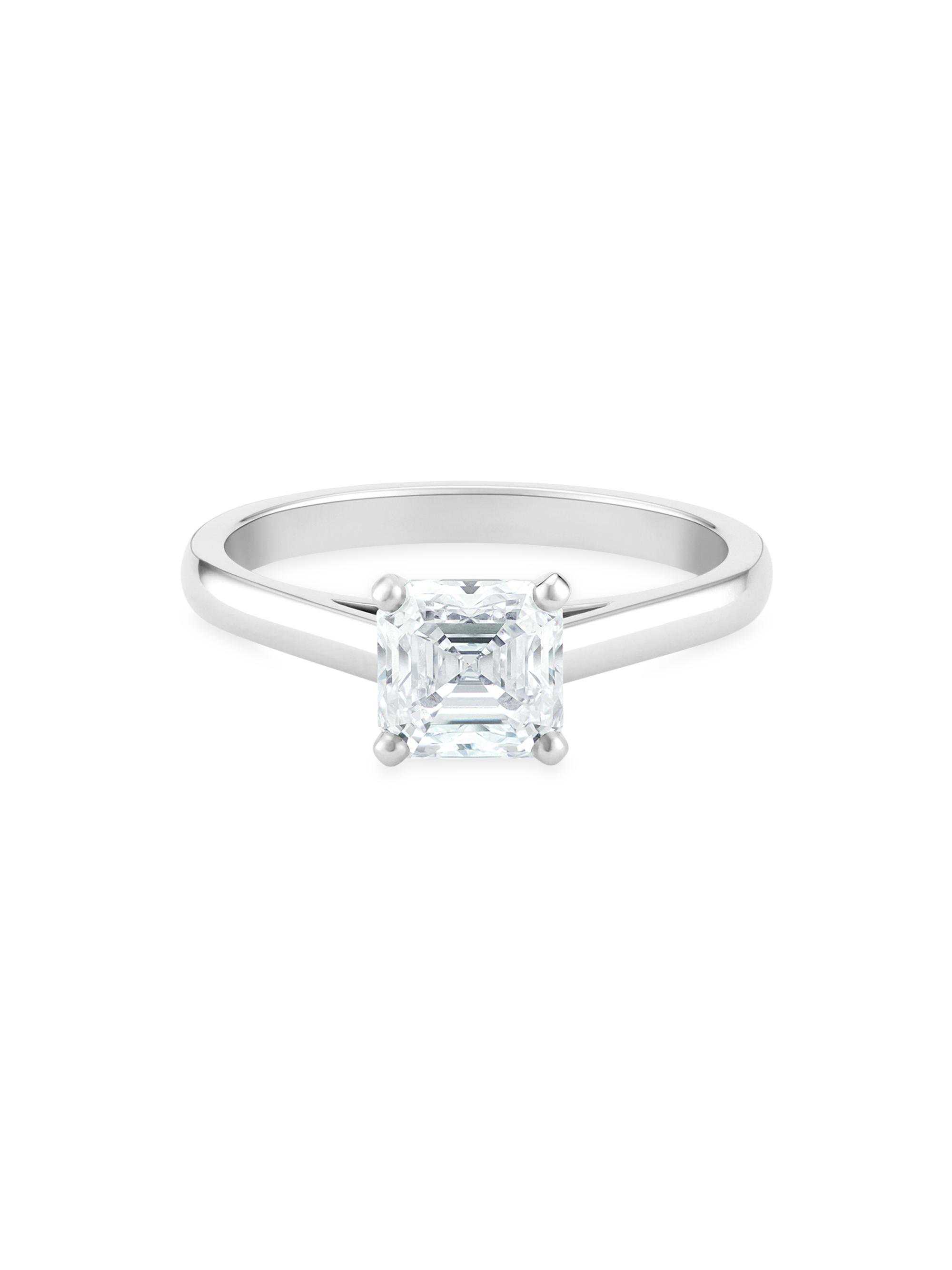 De Beers Jewellers Women's DB Classic Platinum & Asscher-Cut Natural Diamond Solitaire Engagement Ring - White
