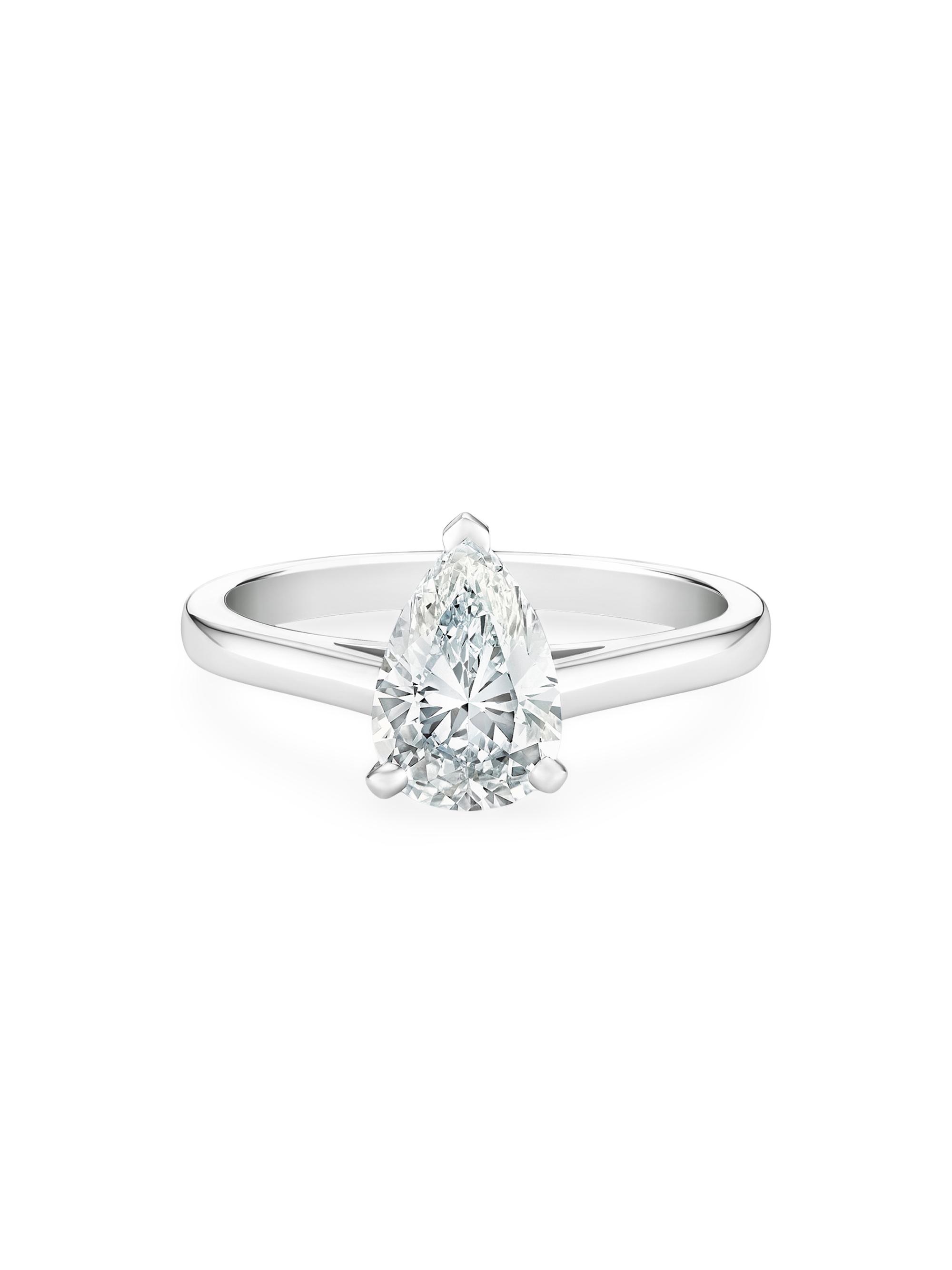 De Beers Jewellers Women's DB Classic Platinum & 1.02 TCW Pear-Cut Diamond Engagement Ring - Platinum