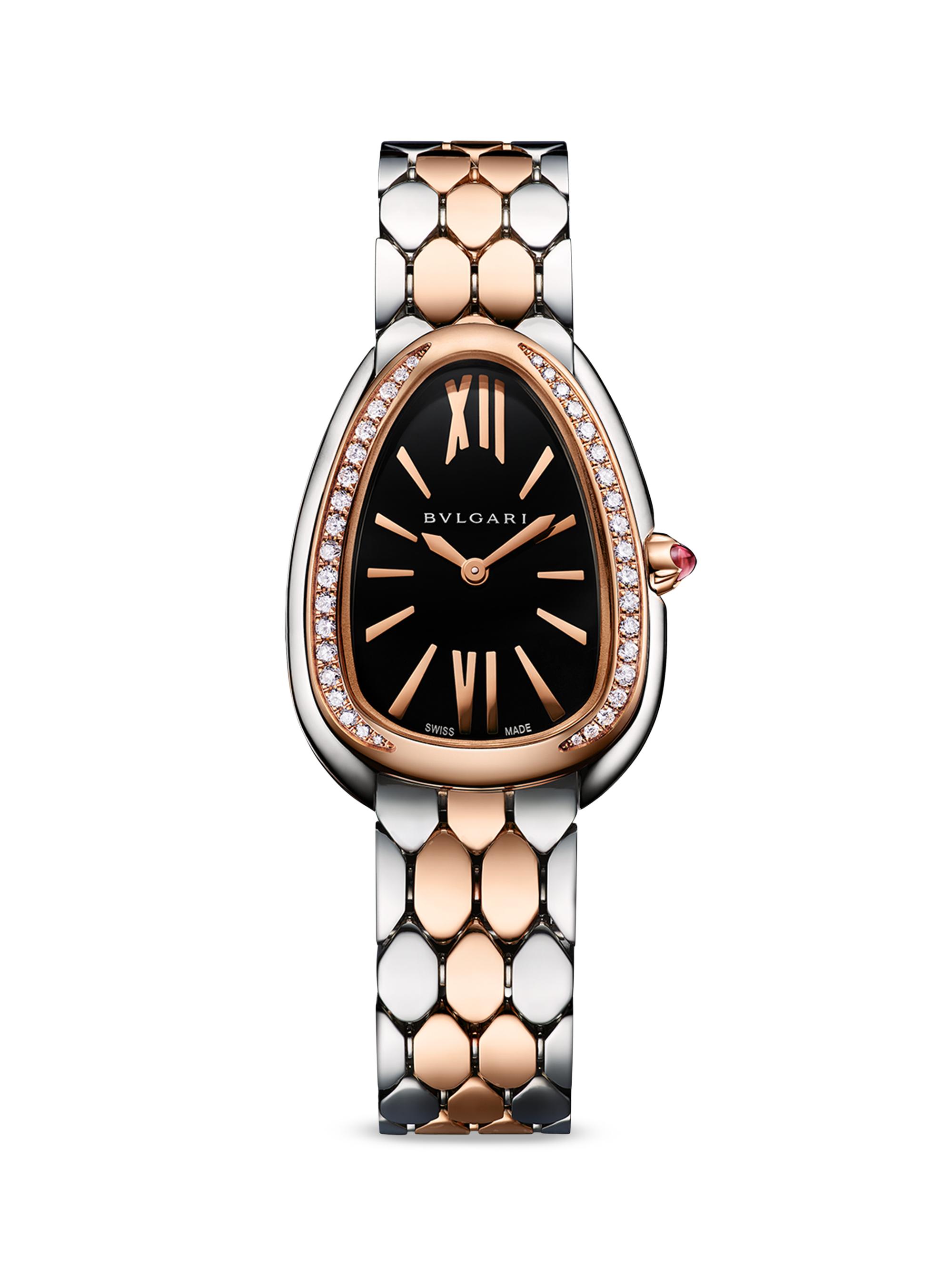 BVLGARI Women's Serpenti Seduttori Stainless Steel, 18K Rose Gold, & Diamond Bracelet Watch - Rose Gold