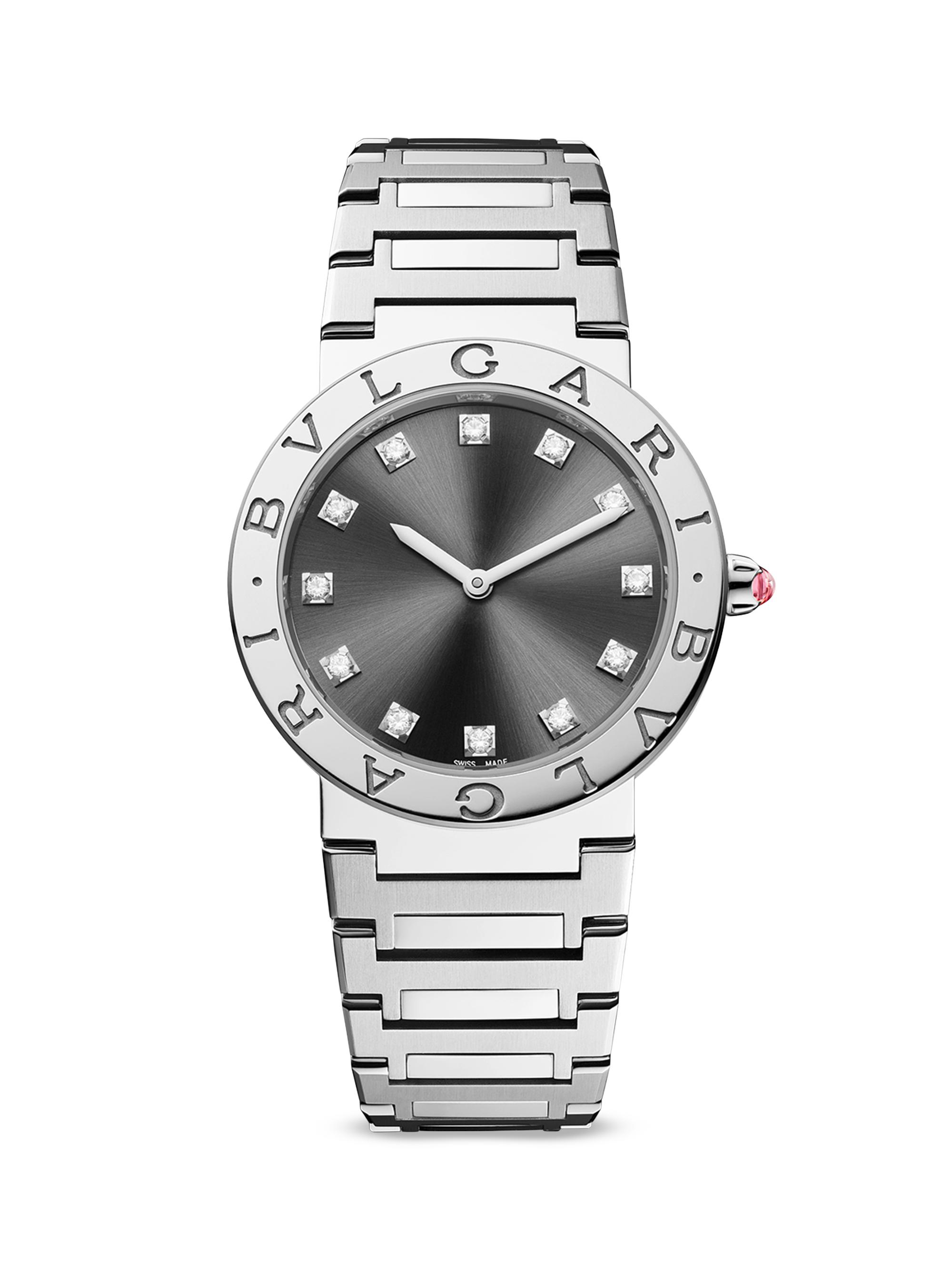BVLGARI Women's   LADY Stainless Steel & Diamond Bracelet Watch - Steel