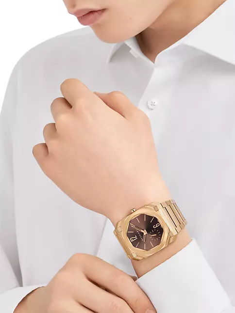 Octo Ultranero Solotempo watch with pink gold bezel, Bulgari