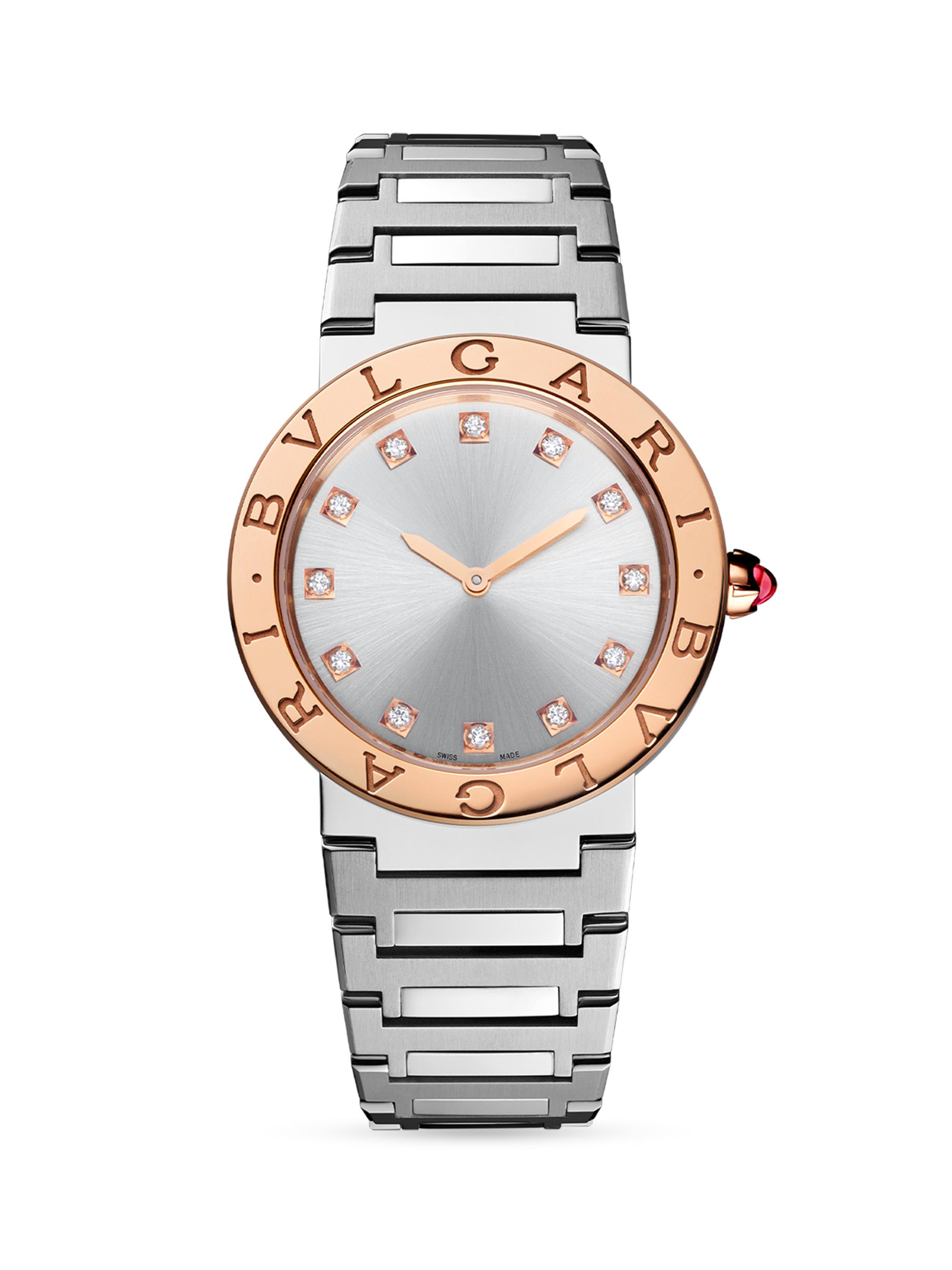 BVLGARI BVLGARI BVLGARI LADY Stainless Steel & Diamond Bracelet