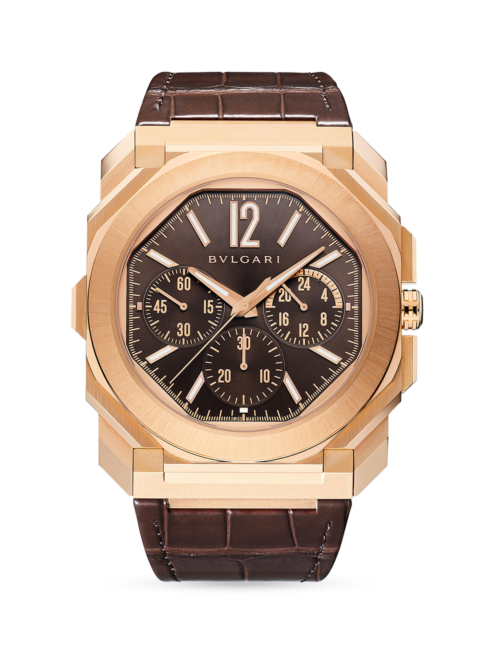 BVLGARI Octo Finissimo 18K Rose Gold & Alligator Leather