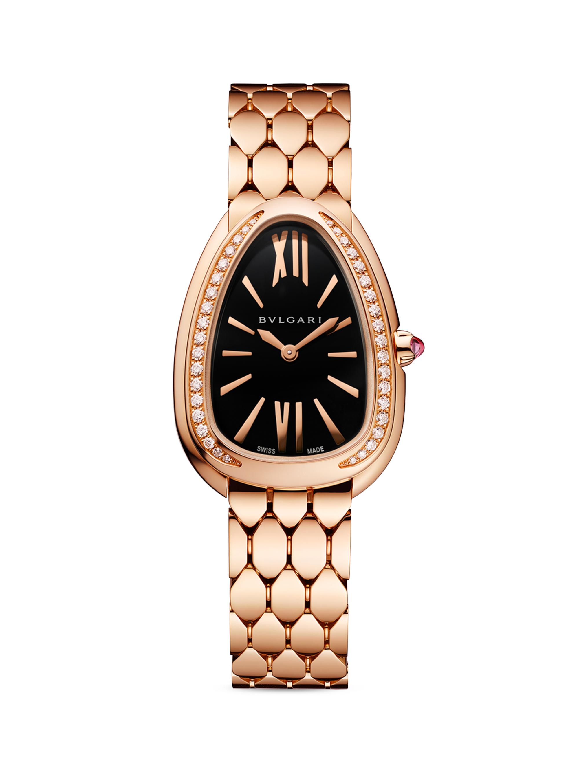 BVLGARI Women's Serpenti Seduttori 18K Rose Gold & Diamond Bracelet Watch - Pink