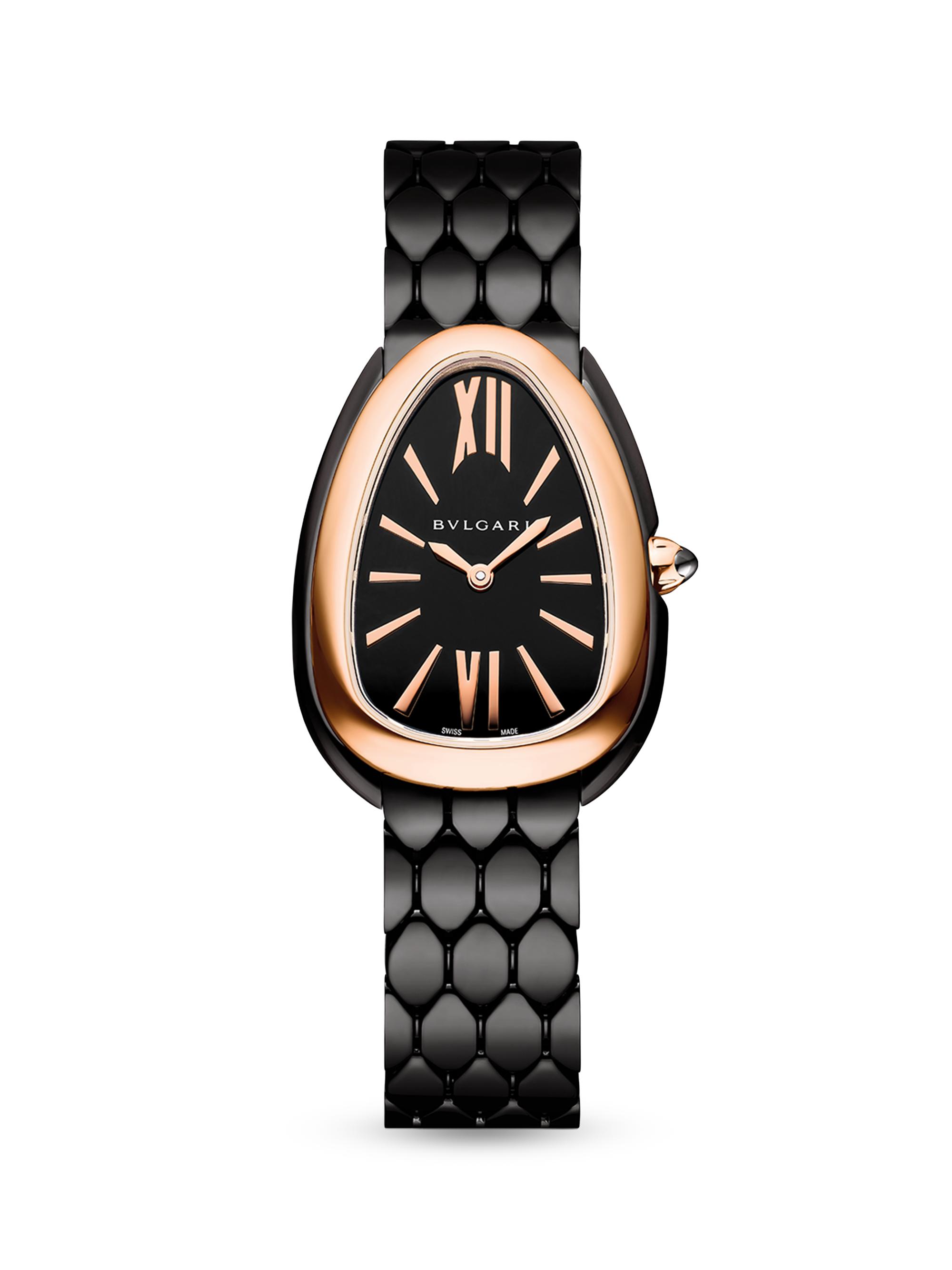 BVLGARI Women's Serpenti Seduttori Stainless Steel & 18K Rose Gold Bracelet Watch - Black