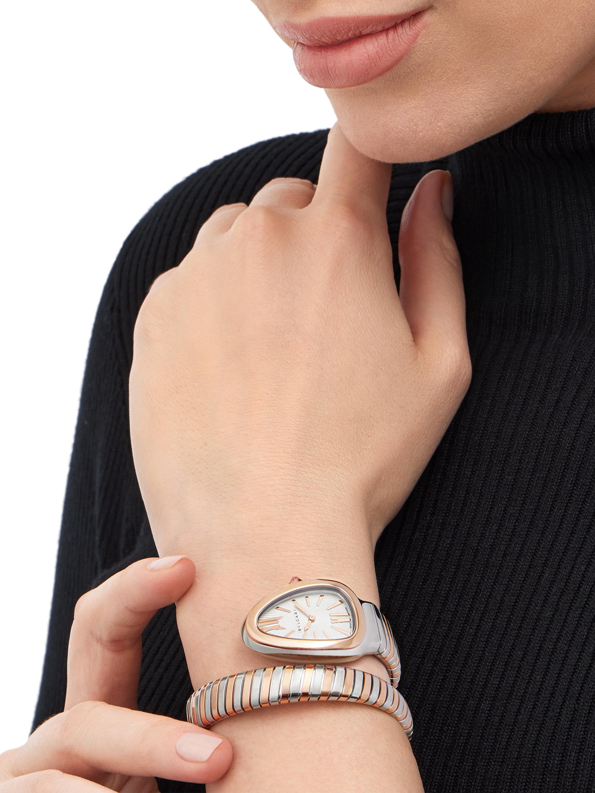 BVLGARI Serpenti Tubogas Stainless Steel & 18K Rose Gold Single