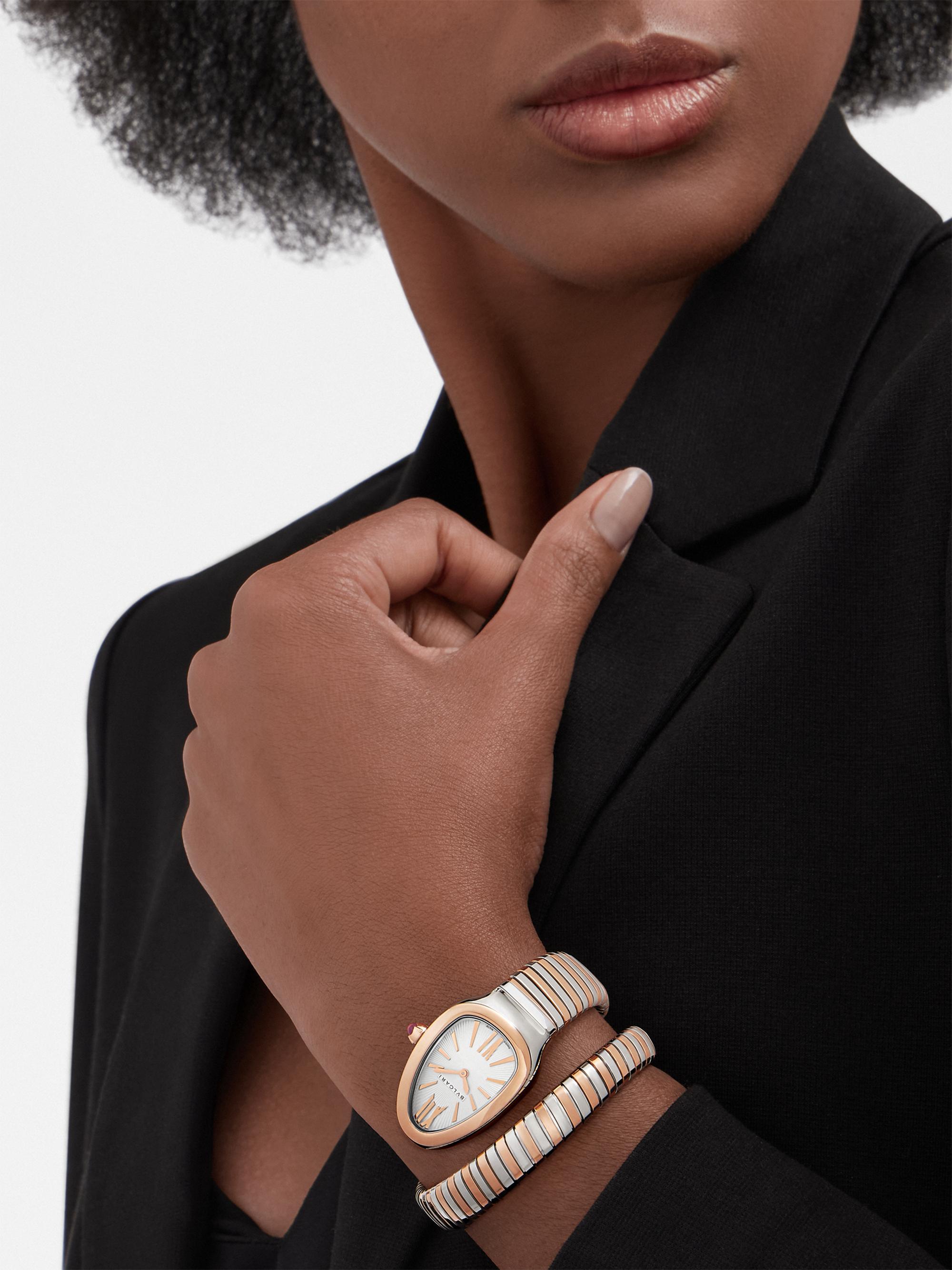 BVLGARI Serpenti Tubogas Stainless Steel & 18K Rose Gold Single