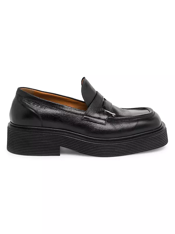 Metal Chain Chunky Heel High Heels Patent Leather Slip-on Loafers