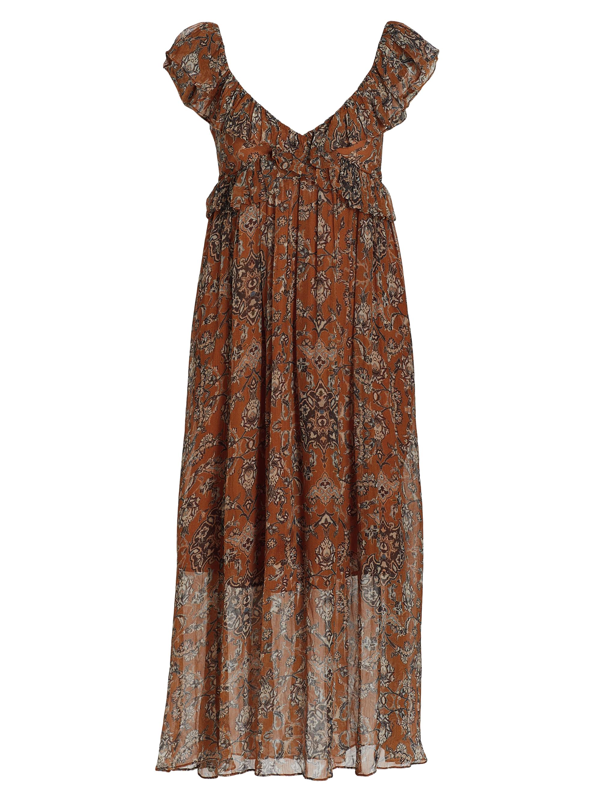 Hannah Artwear Women's Dara Floral Ruffle Midi-Dress - Guilded Gold