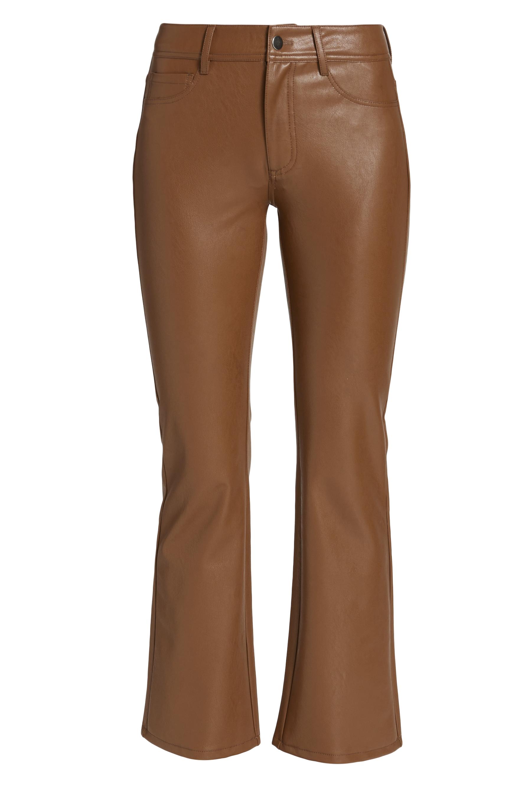 Paige Women's Claudine Faux Leather Flared Leg Pants - Dark Argan