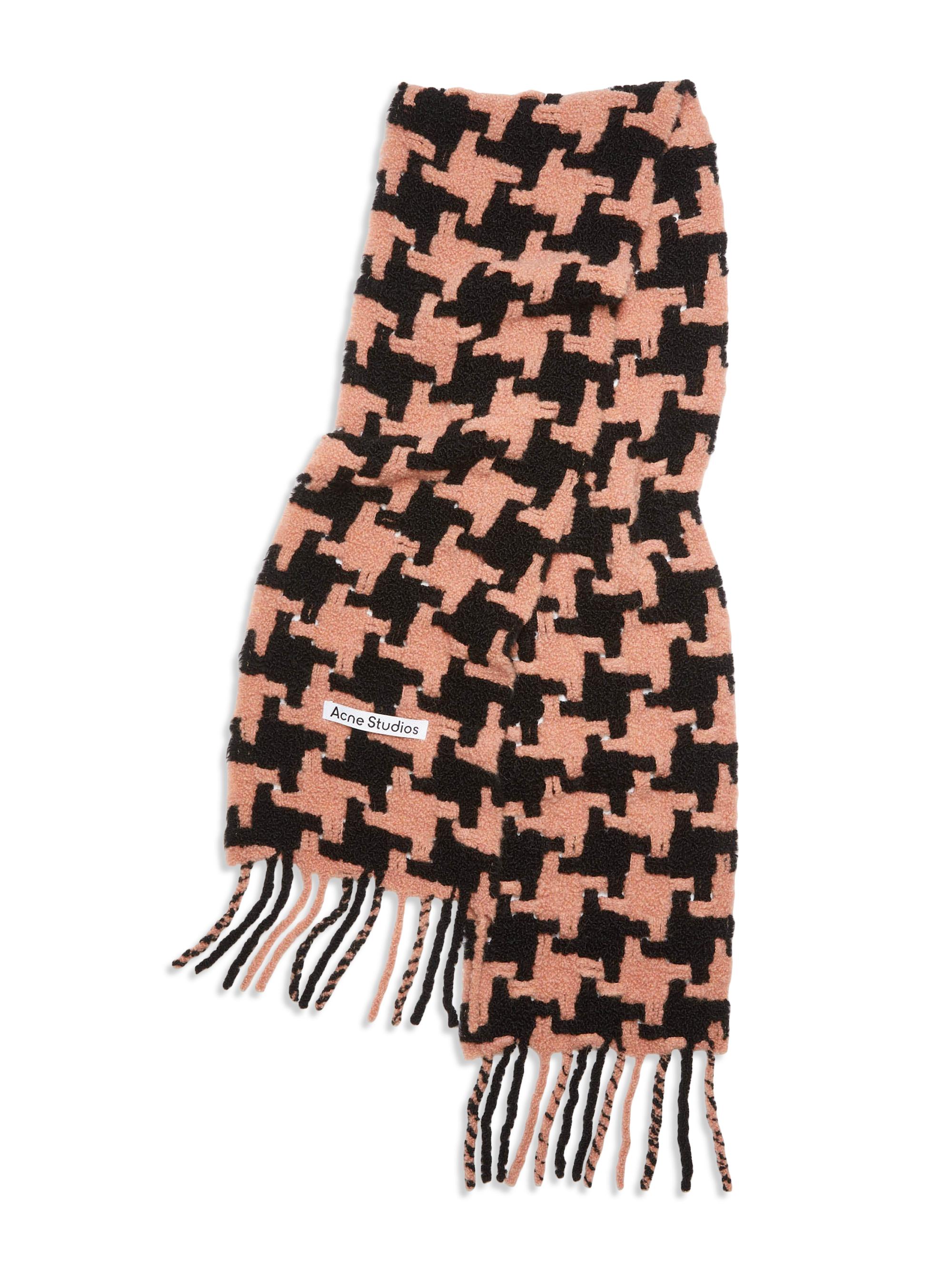 Acne Studios Women's Vadik Houndstooth Knit Scarf - Lilac White