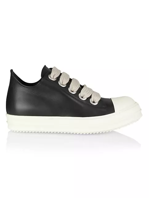 Shop Rick Owens Leather Low-Top Sneakers