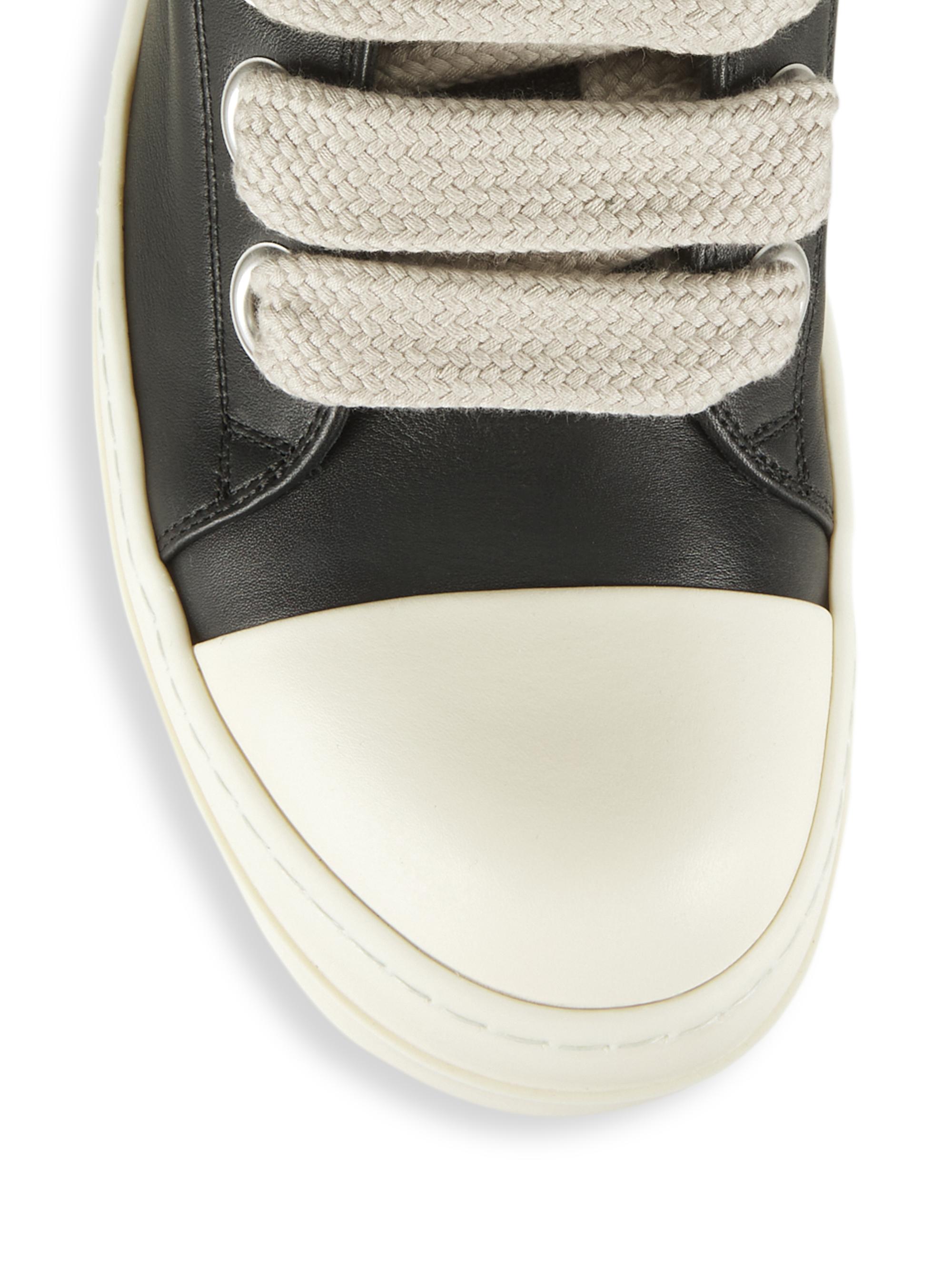 Rick Owens Leather Low-Top Sneakers | Saks Fifth Avenue