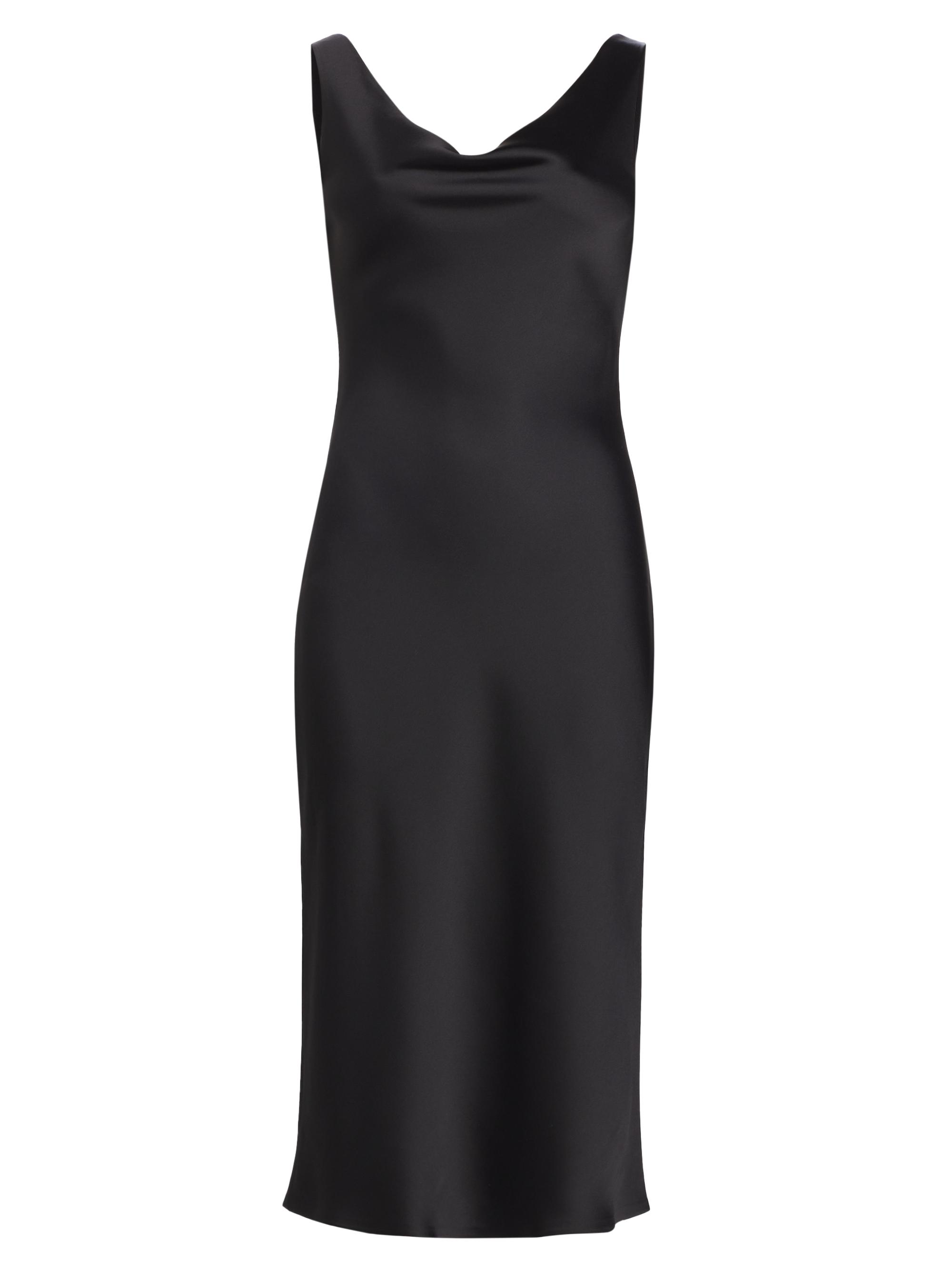Norma Kamali Women's Maria Cowl-Neck Satin Midi-Dress - Black