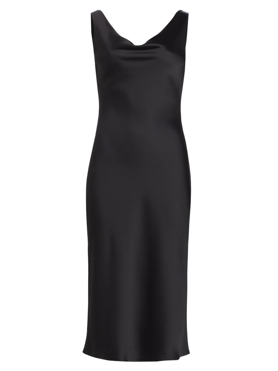 Norma Kamali Women's Maria Cowl-neck Satin Midi-dress In Black