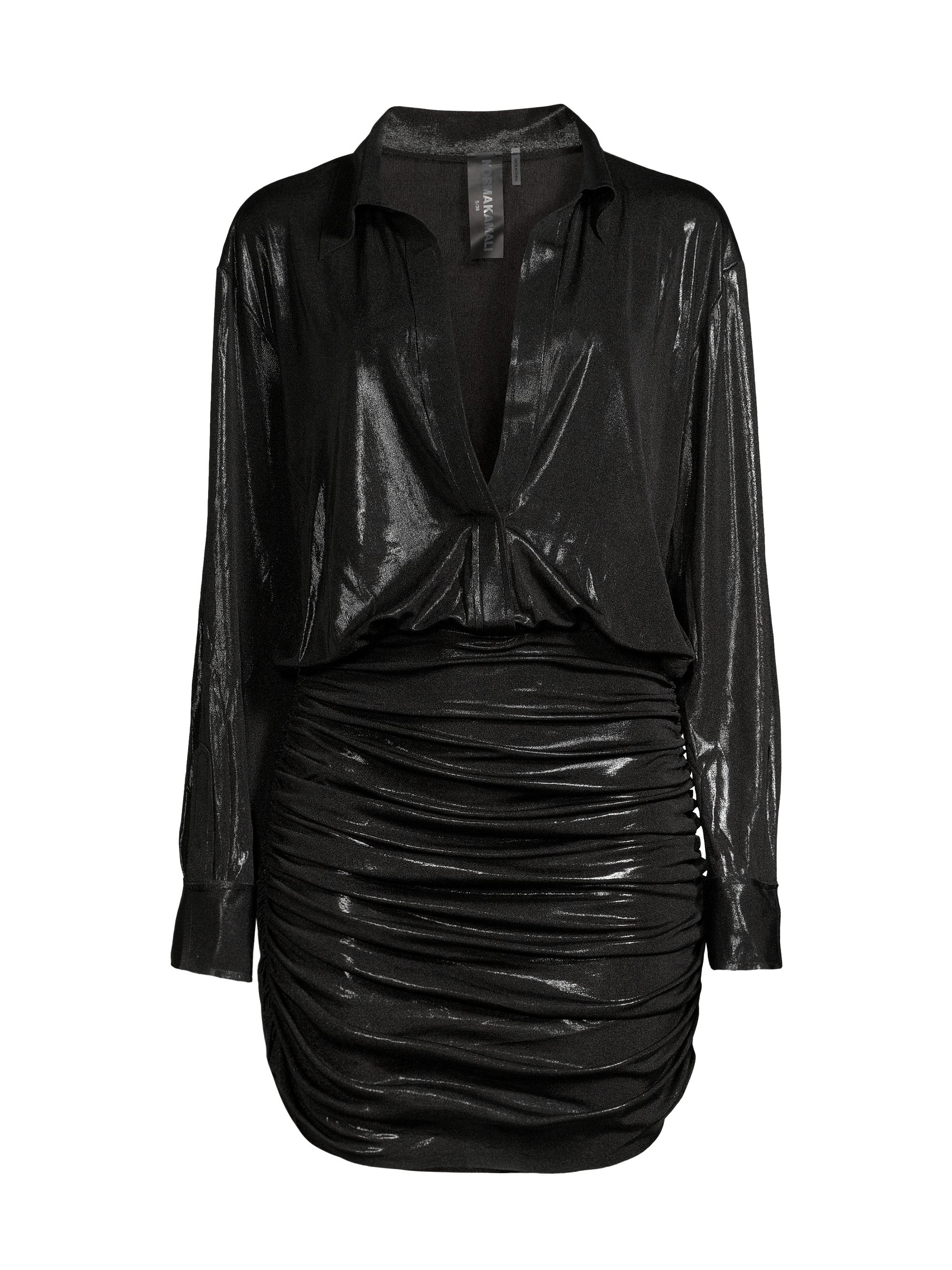 Norma Kamali Women's Boyfriend NK Shirred Shirtdress - Black