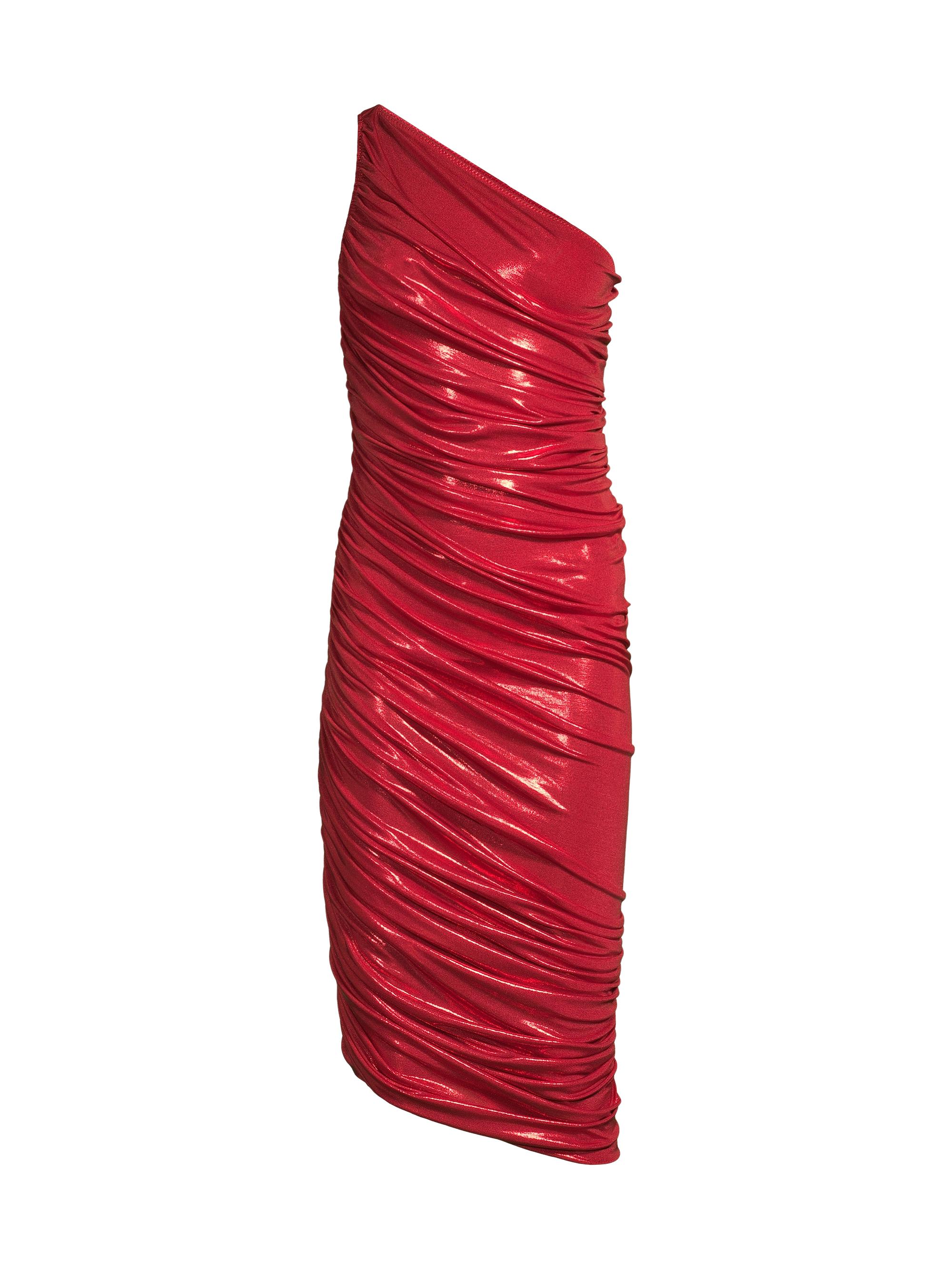 Norma Kamali Diana Metallic Ruched One-Shoulder Gown | Saks Fifth Avenue