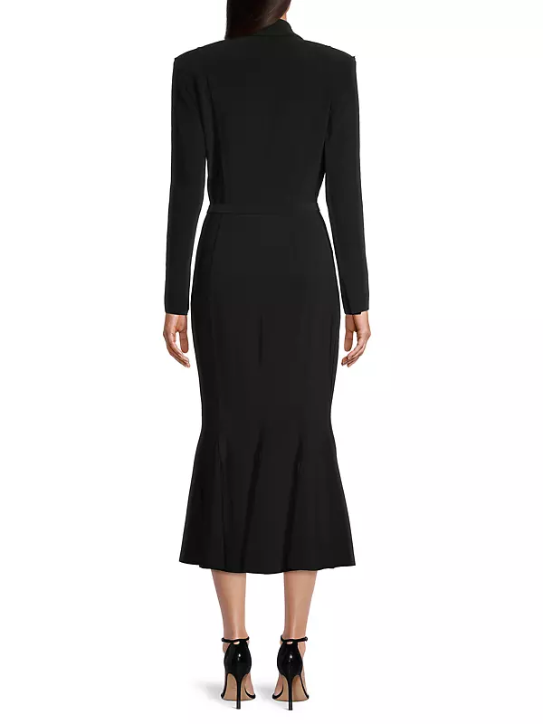 Athena Women Black Lace Solid Detail Midi Sheath Dress