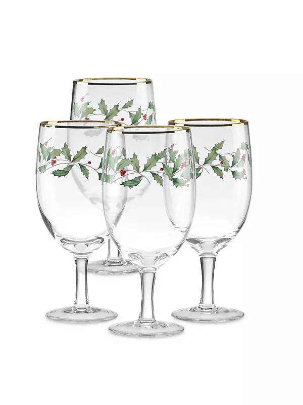 Lenox Holiday Decal Set of 4 Martini Glasses