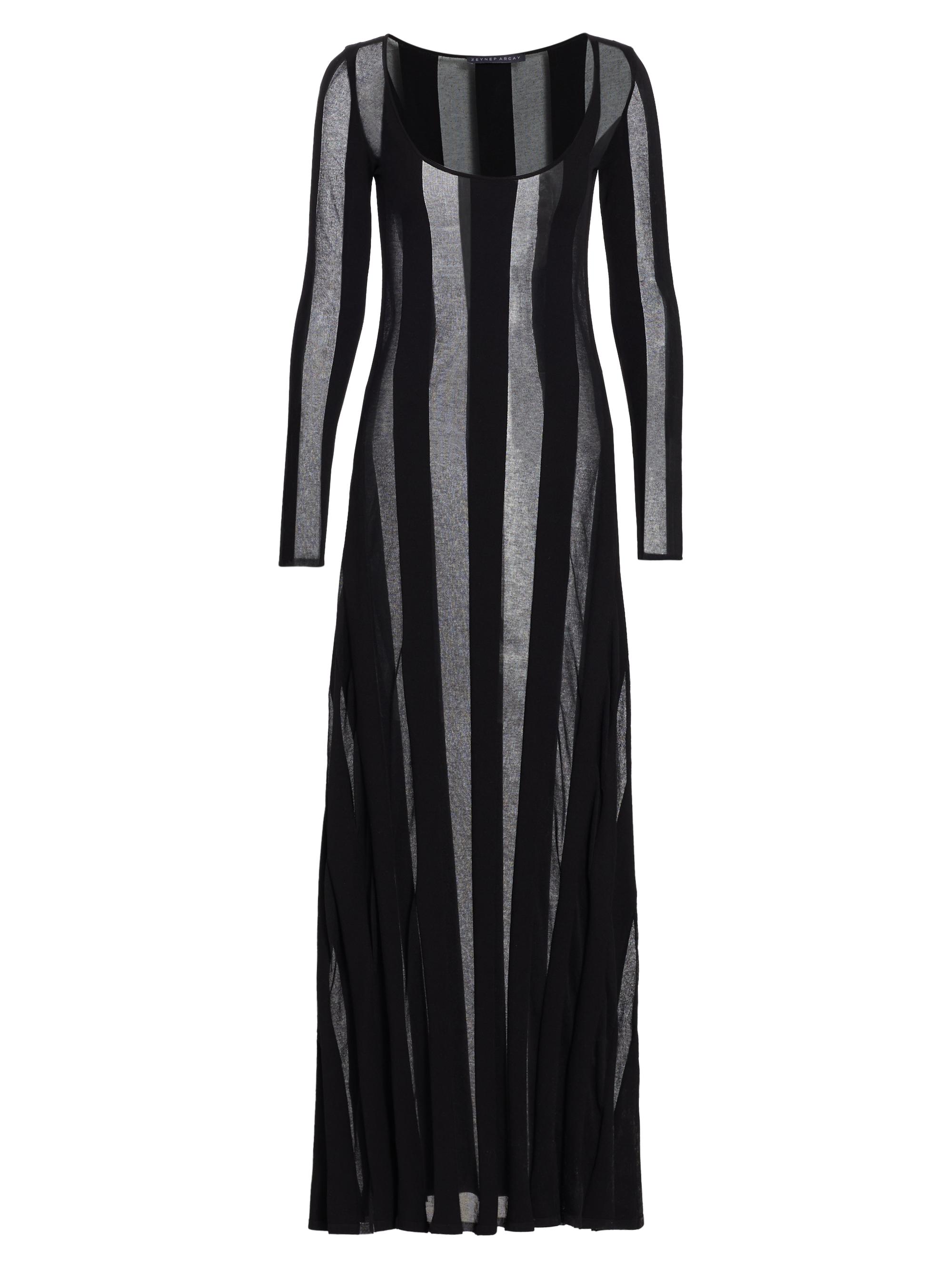 Zeynep Arçay Women's Semi-Sheer Striped Maxi Dress - Black