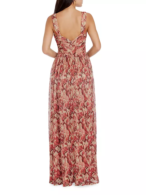 Mirabella Floral Crossover Cut-Out Gown