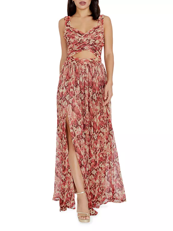 Mirabella Floral Crossover Cut-Out Gown
