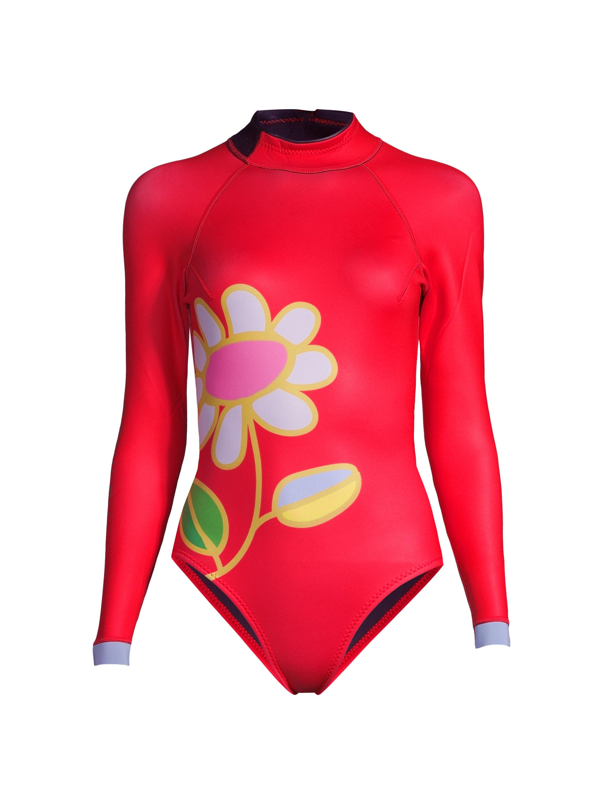 Cynthia Rowley Women's Flower Long-Sleeve Wetsuit - Red