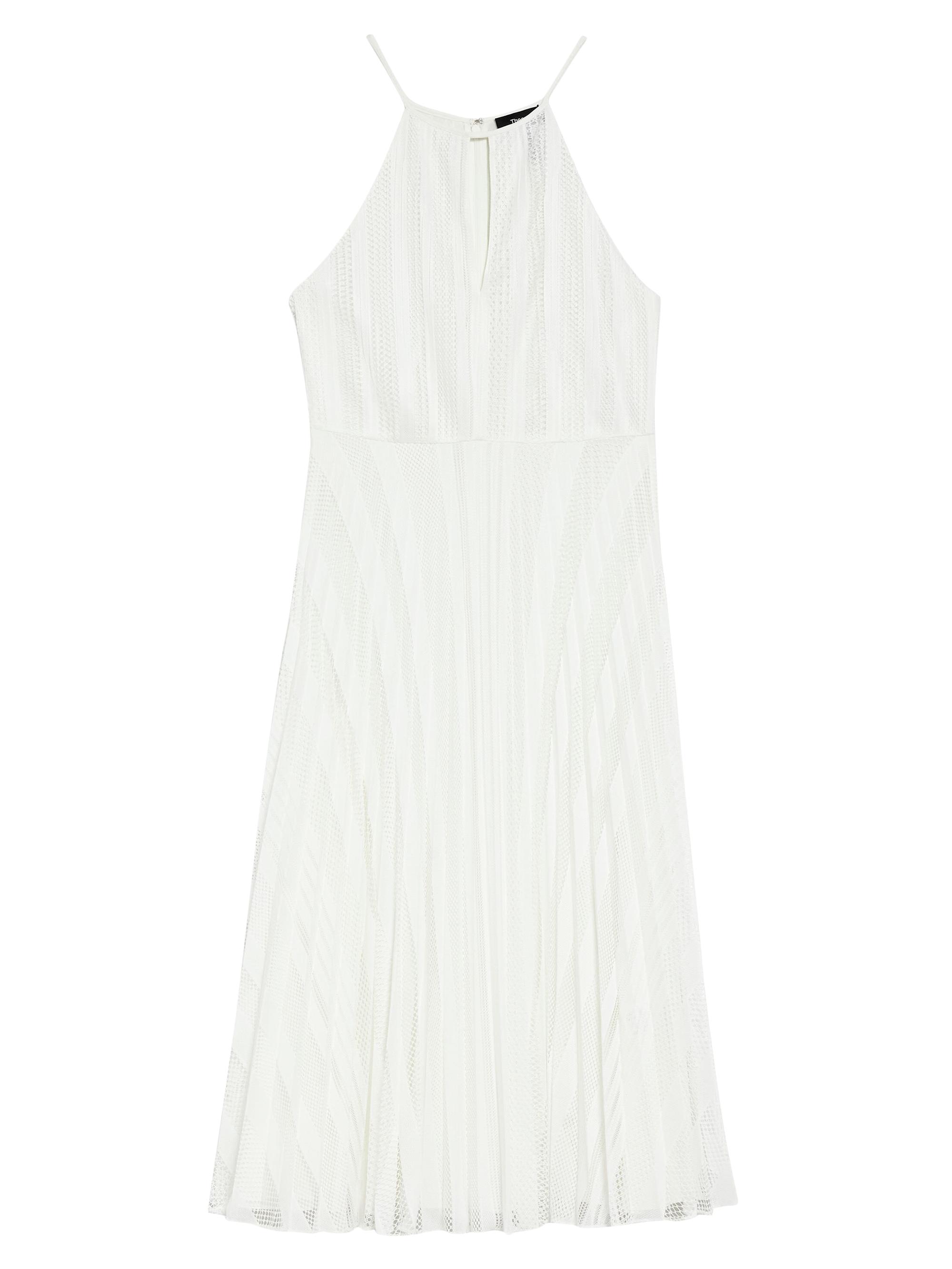 Theory Women's Pleated Lace Halter Midi-Dress - White