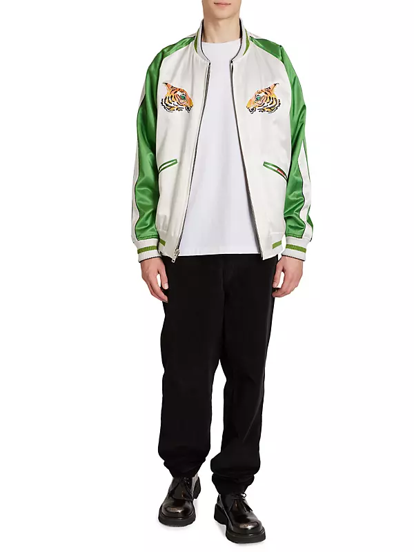 Reversible Varsity jacket - Floral denim – amnotboutique