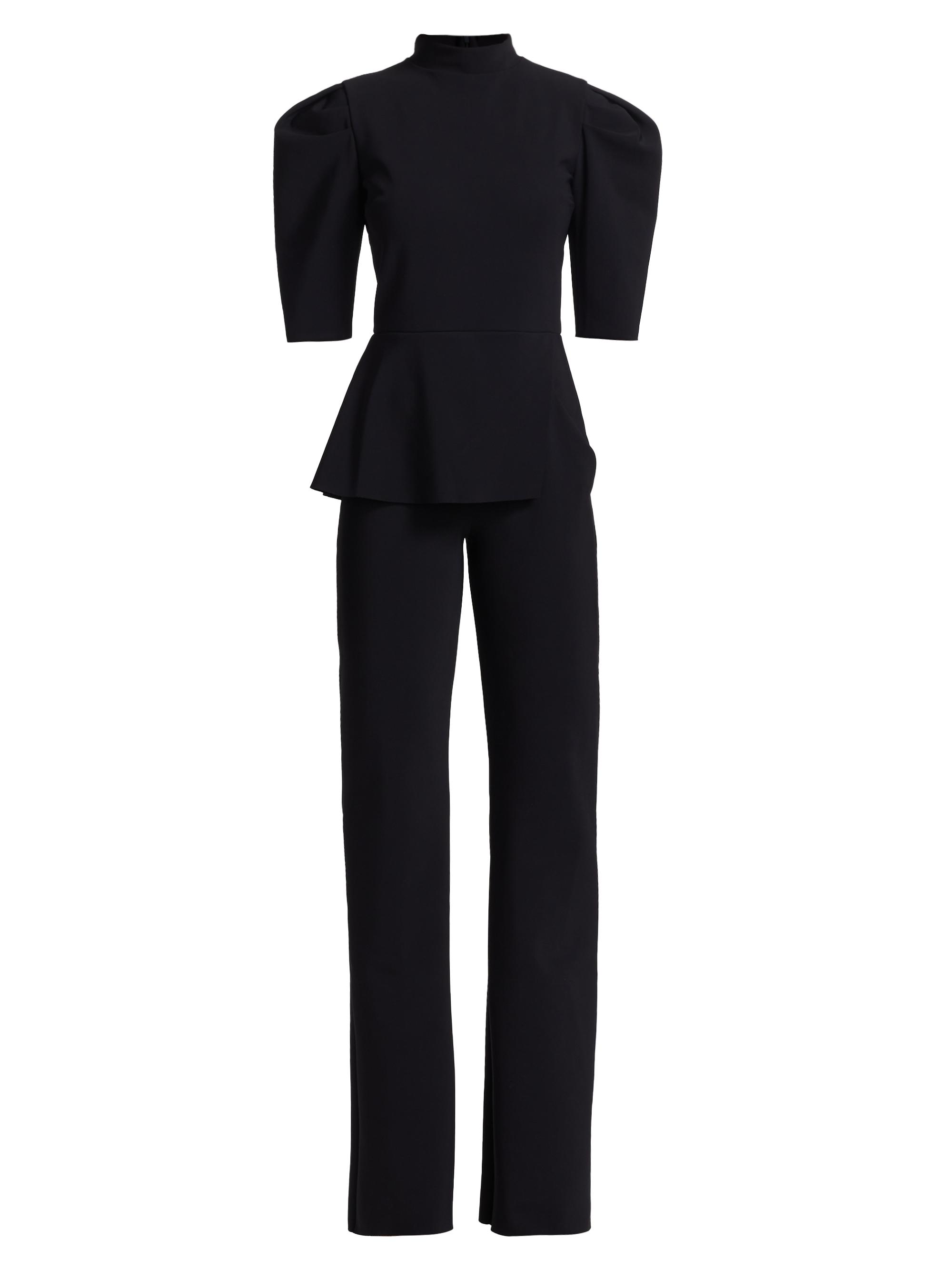 Chiara Boni La Petite Robe Women's Zusanna Mixed-Media Puff-Sleeve Jumpsuit - Black