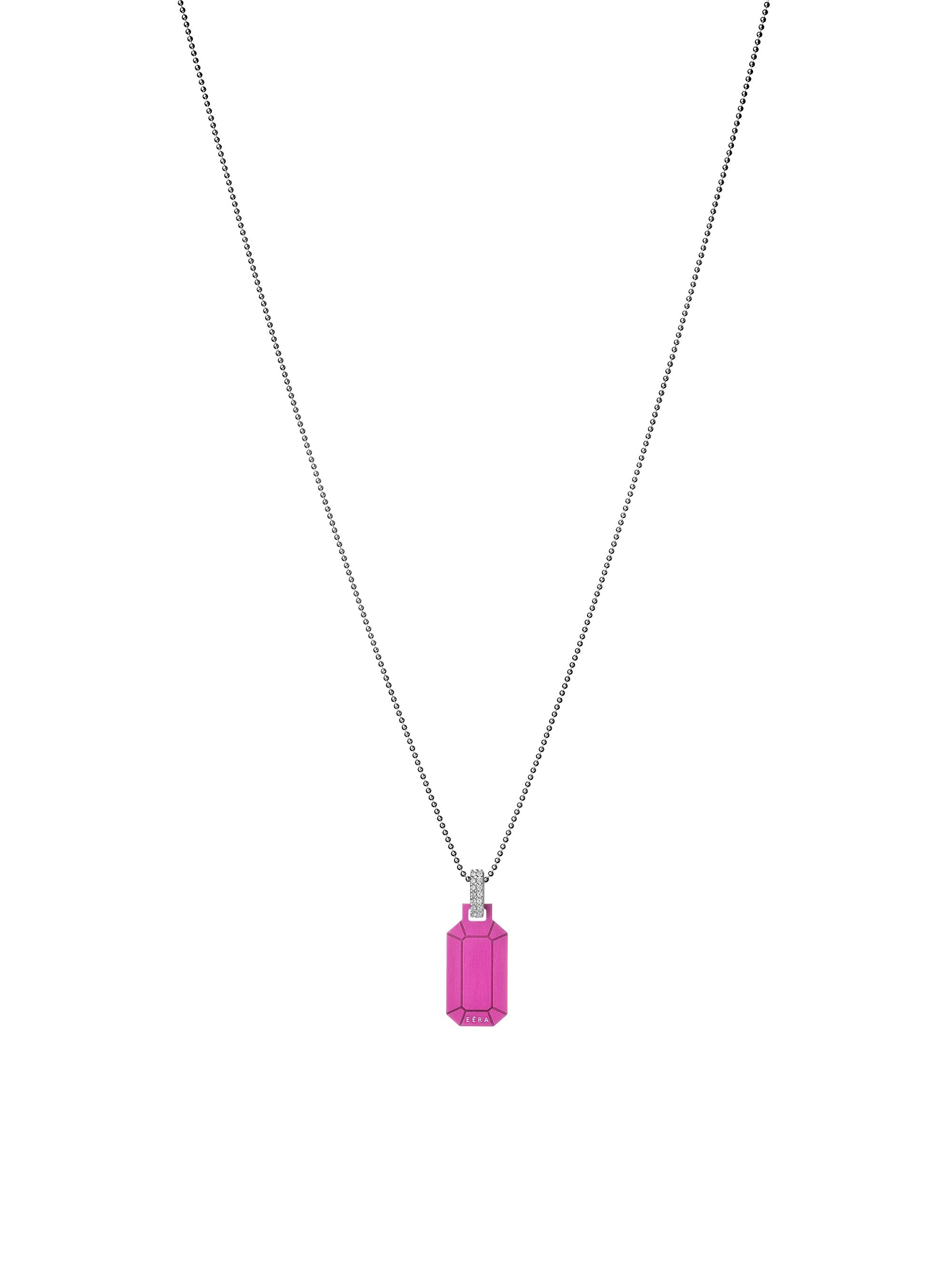 Eéra Women's Tokyo 18K White Gold, Sterling Silver, & Diamond Dog-Tag Pendant Necklace - Pink