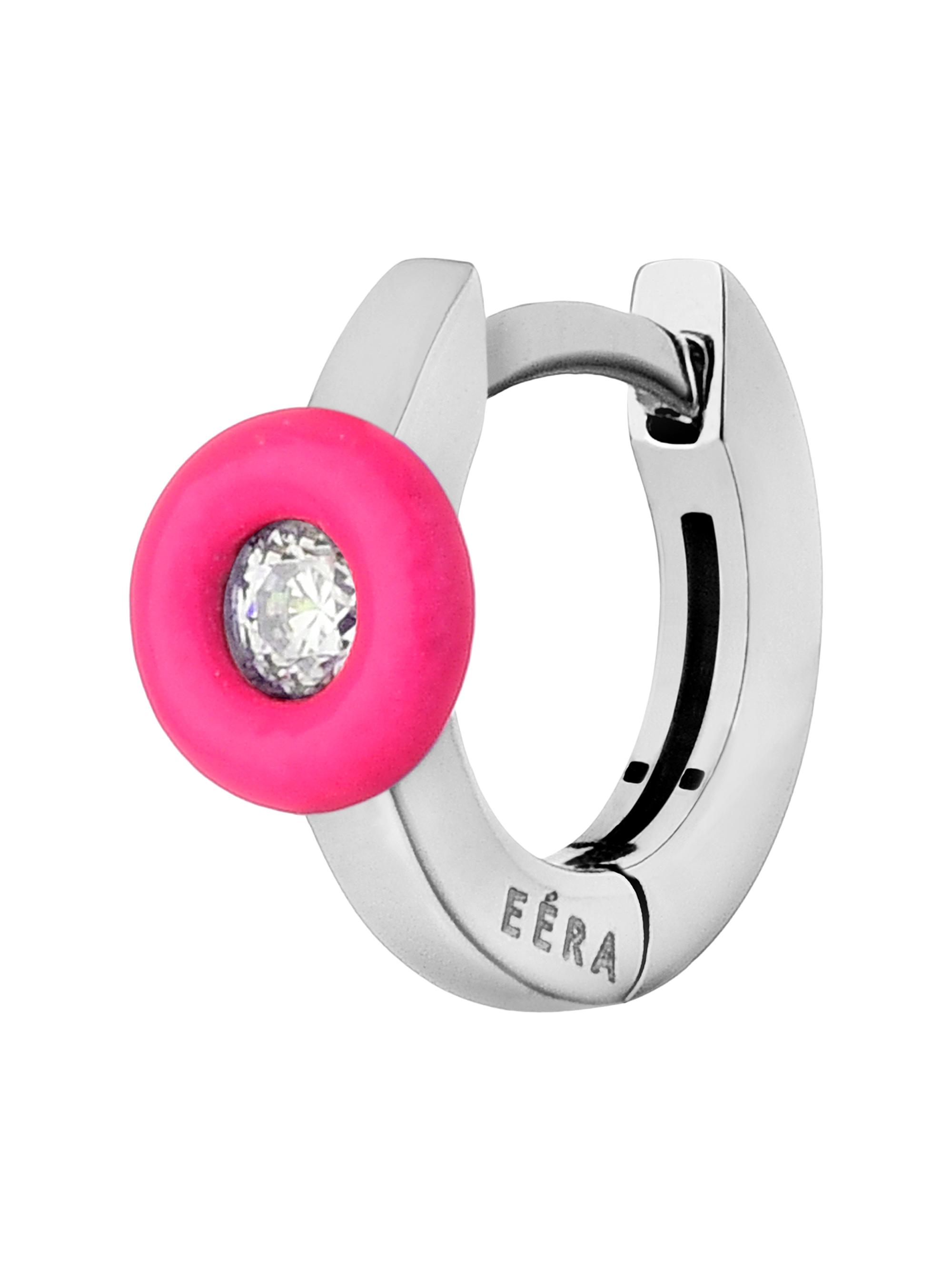 Eéra Women's Roma 18K White Gold, Diamond, & Enamel Huggie Hoop Earring - White Gold