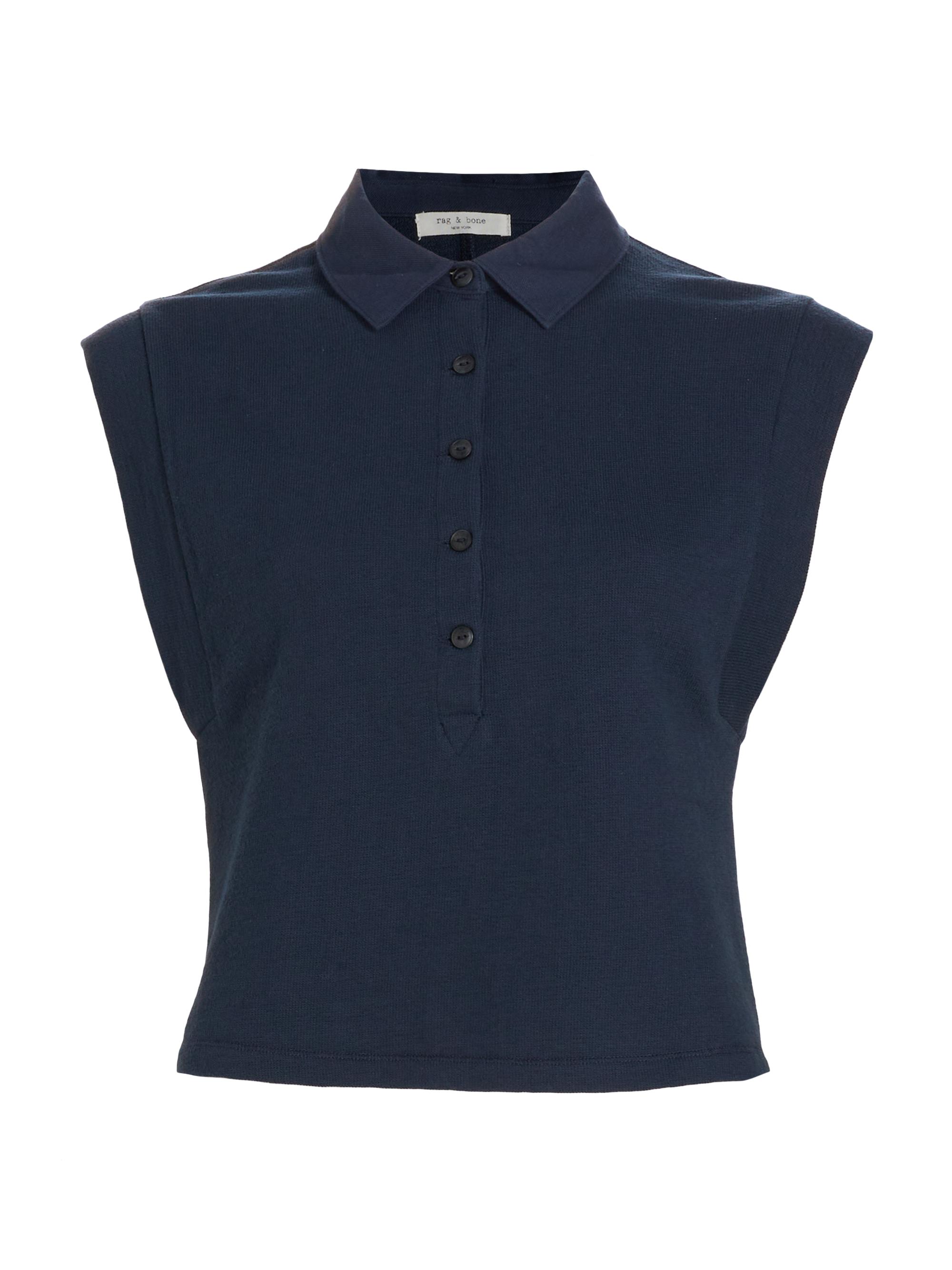 rag & bone Women's Mckenna Cotton Polo Shirt - Deep Indigo