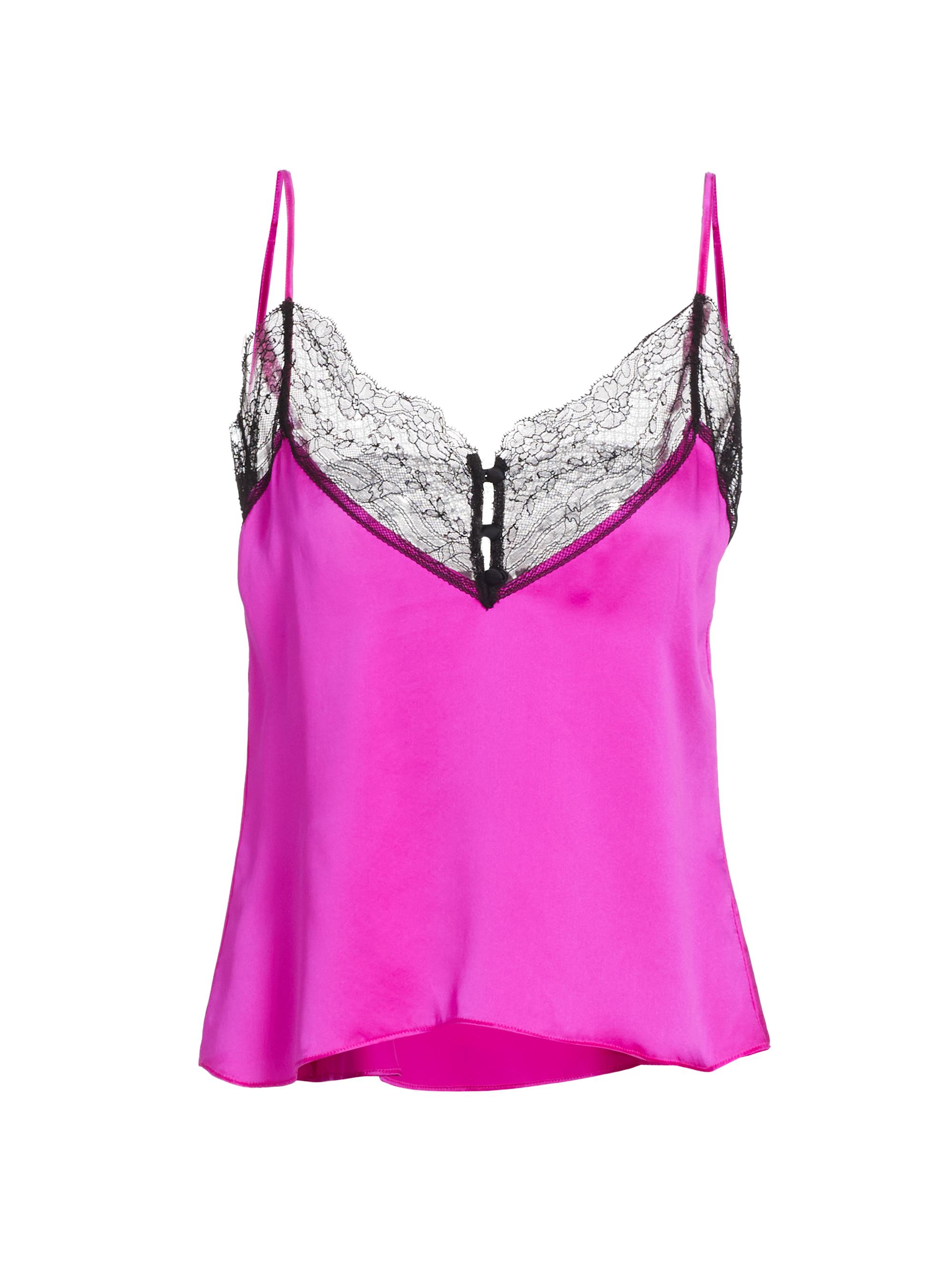 Kiki de Montparnasse Women's Silk V-Neck Camisole - Fuchsia