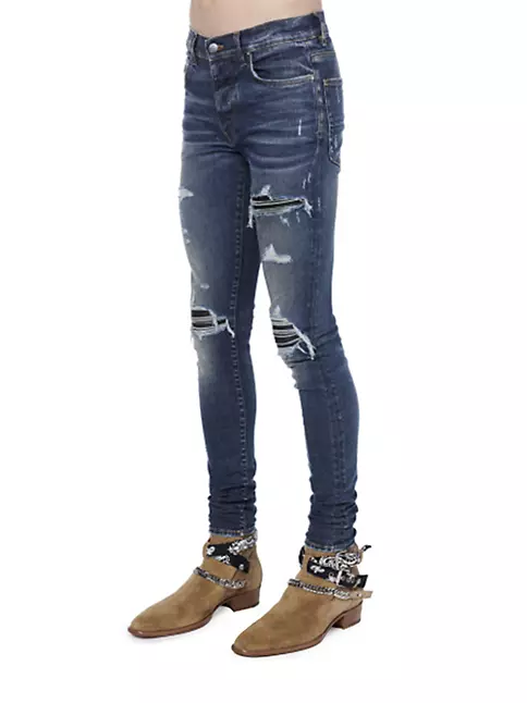 Shop Amiri Mx1 Leather Patch Skinny Jeans | Saks Fifth Avenue